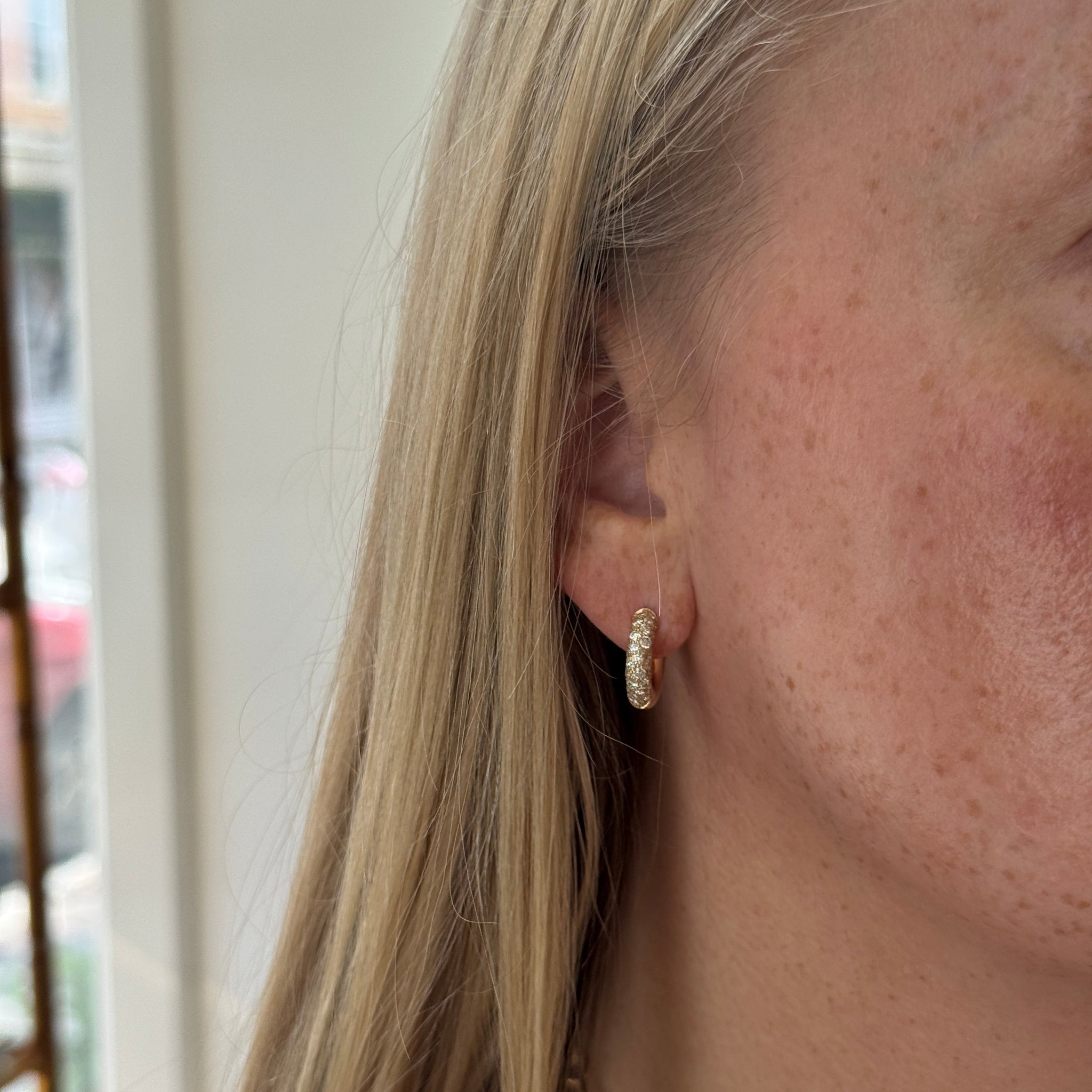 Single Stone Leda Cobblestone Huggie Earrings