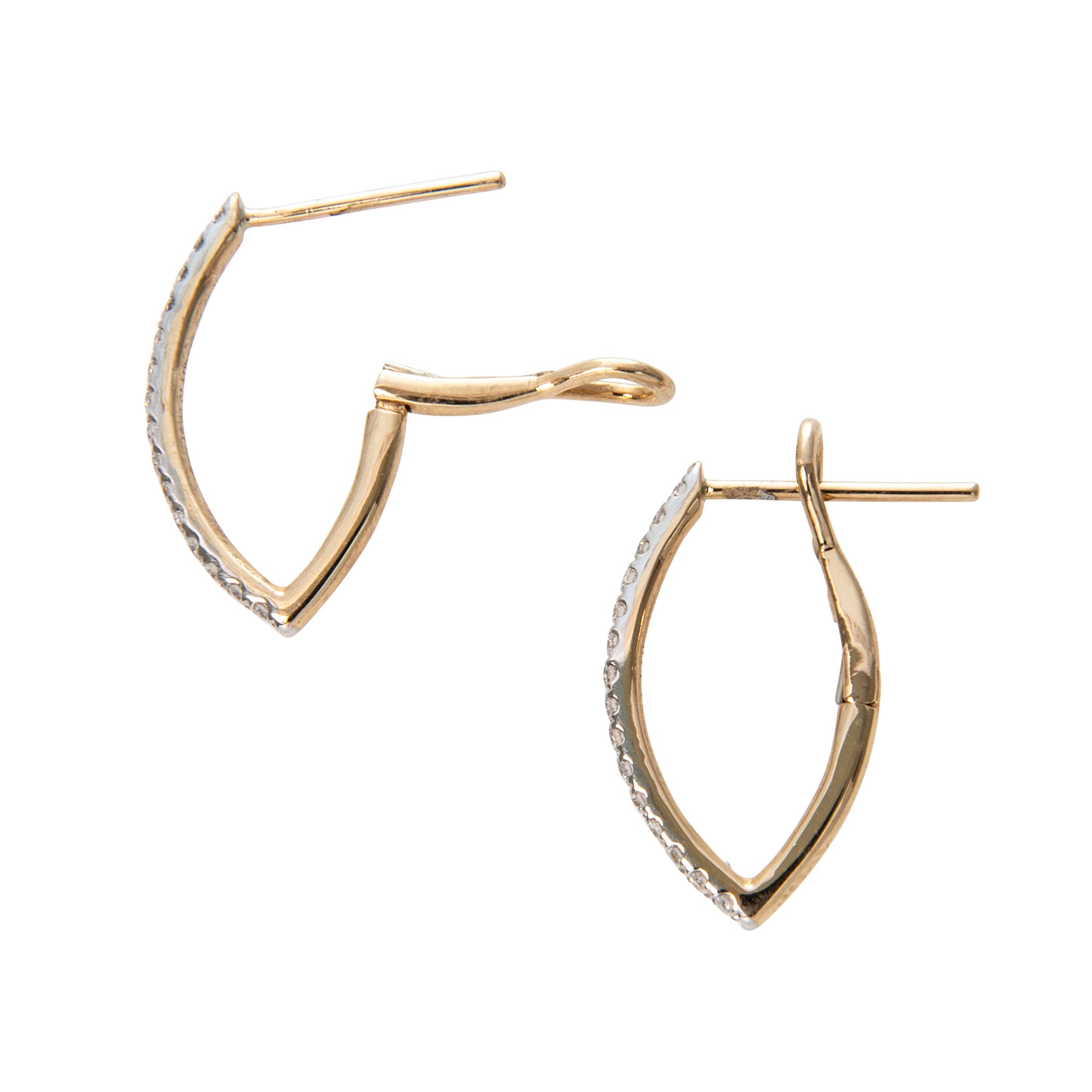 .24ctw Diamond Pavé 14K Gold Marquise Hoop Earrings