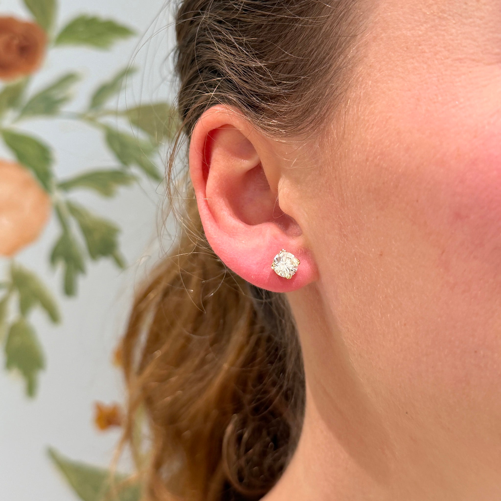 2ctw Round Brilliant Diamond 14K Gold River Stud Earrings