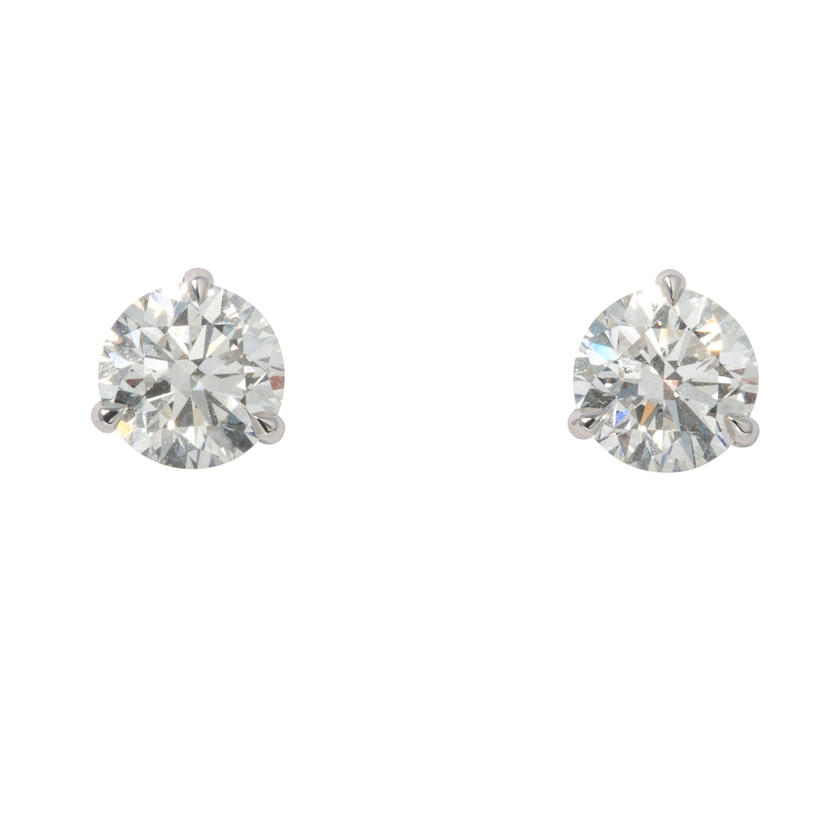 3ctw Round Brilliant Diamond 14K Gold Martini Stud Earrings