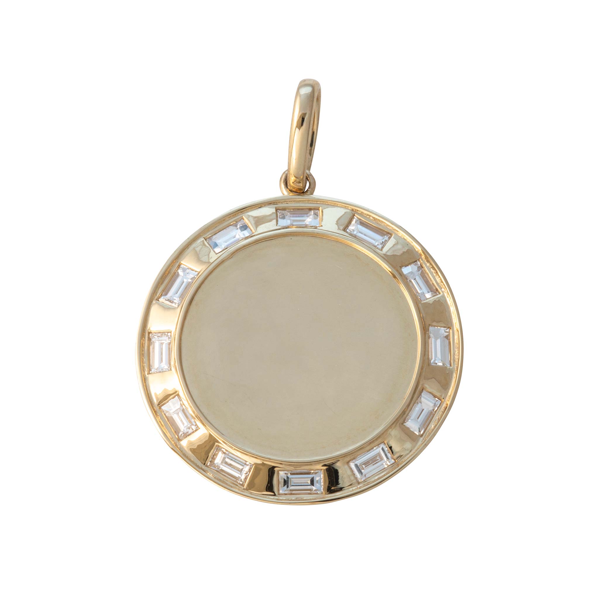 Baguette Diamond 14K Yellow Gold Disc Pendant