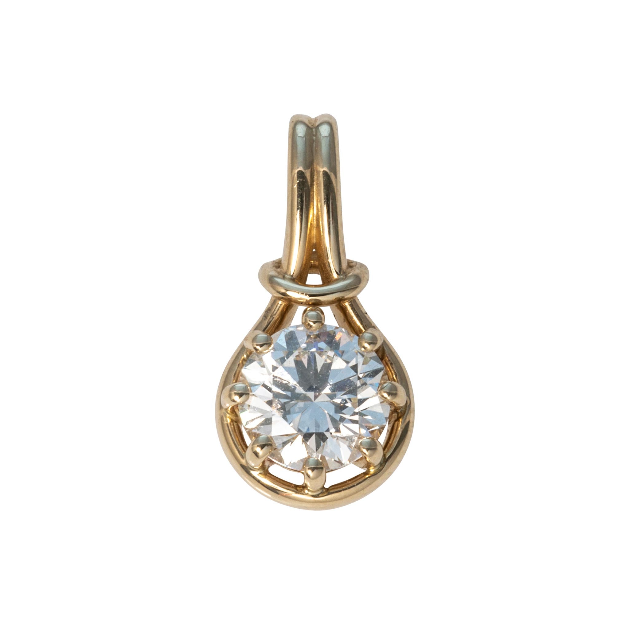 1ctw Diamond 14K Yellow Gold Drop Pendant