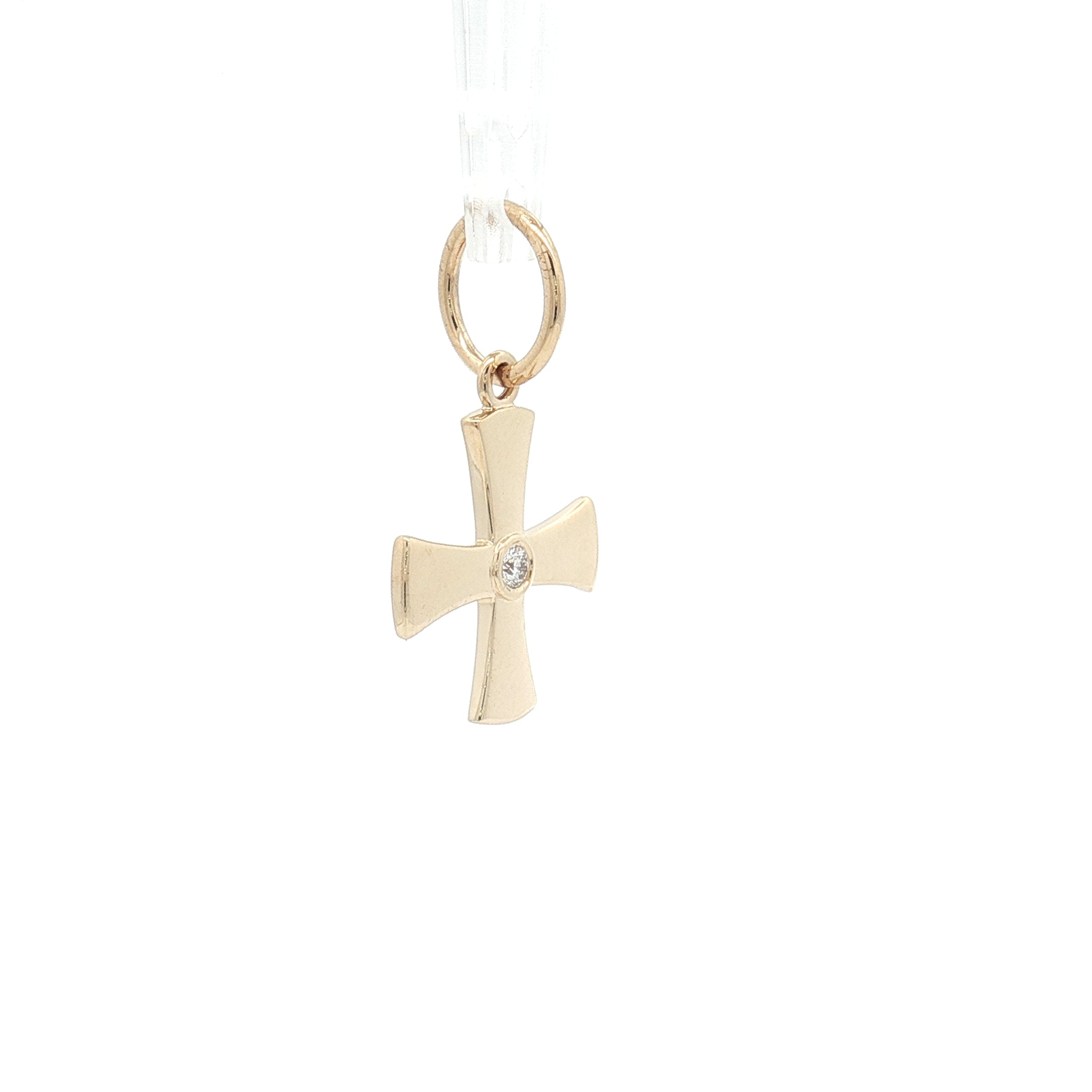 Diamond 14K Yellow Gold Birthstone Cross Pendant