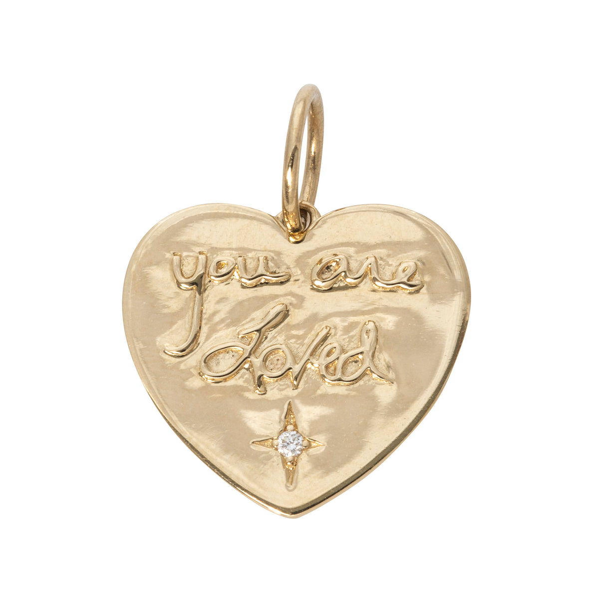 'You are Loved' Diamond 14K Yellow Gold Heart Pendant