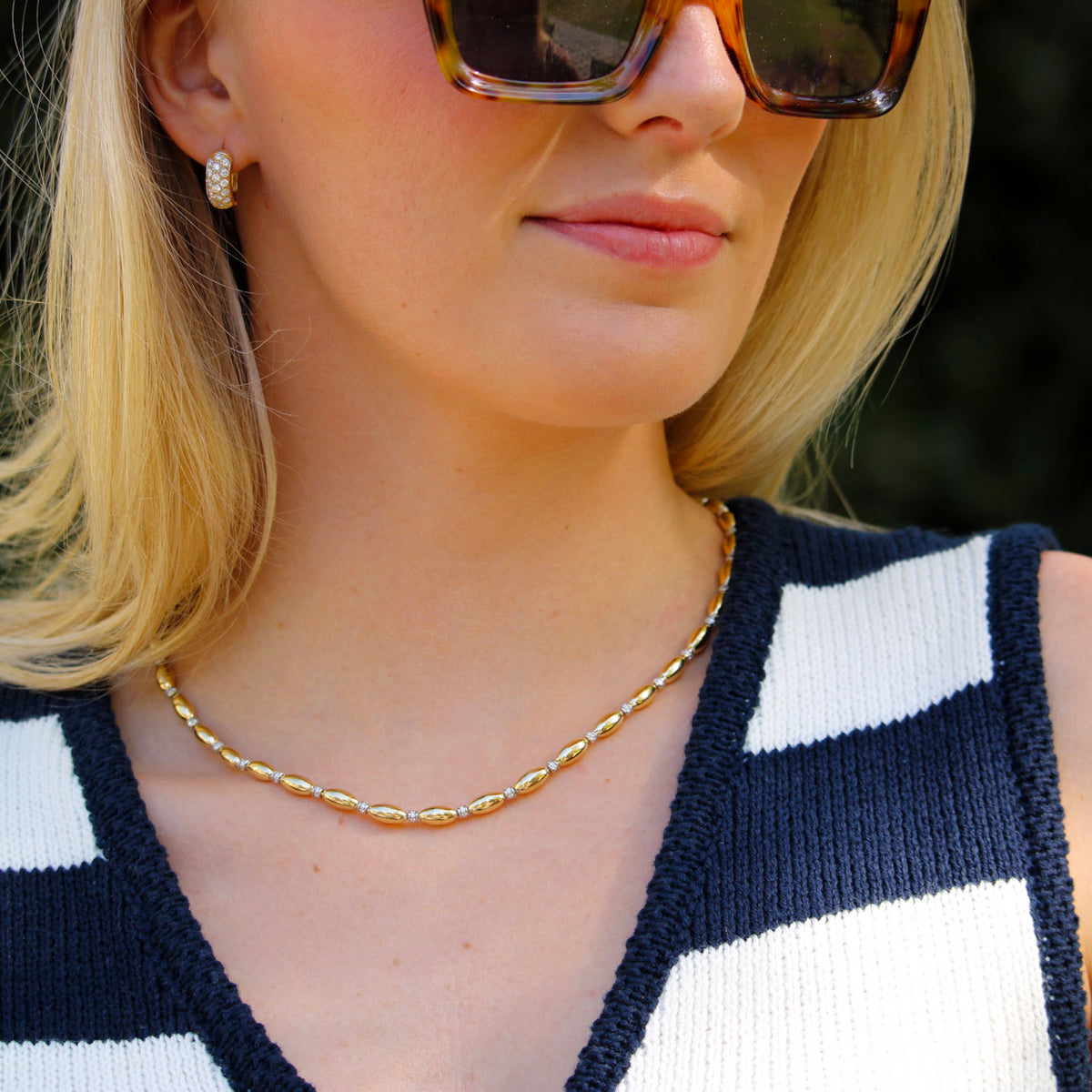 The Mary Diamond Polished Oval Necklace