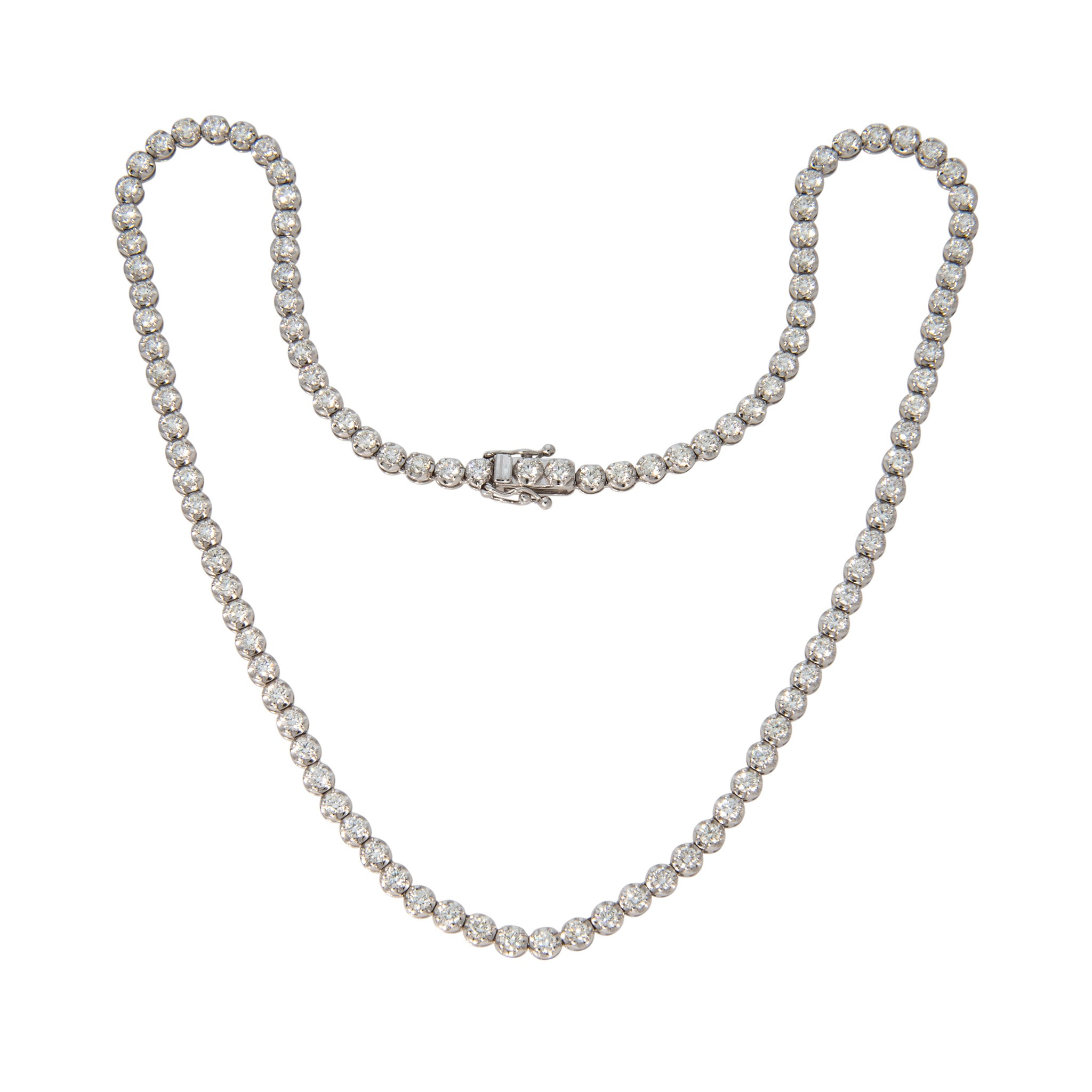 9.5ctw Diamond Four-Prong 14K White Gold Tennis Necklace 17"
