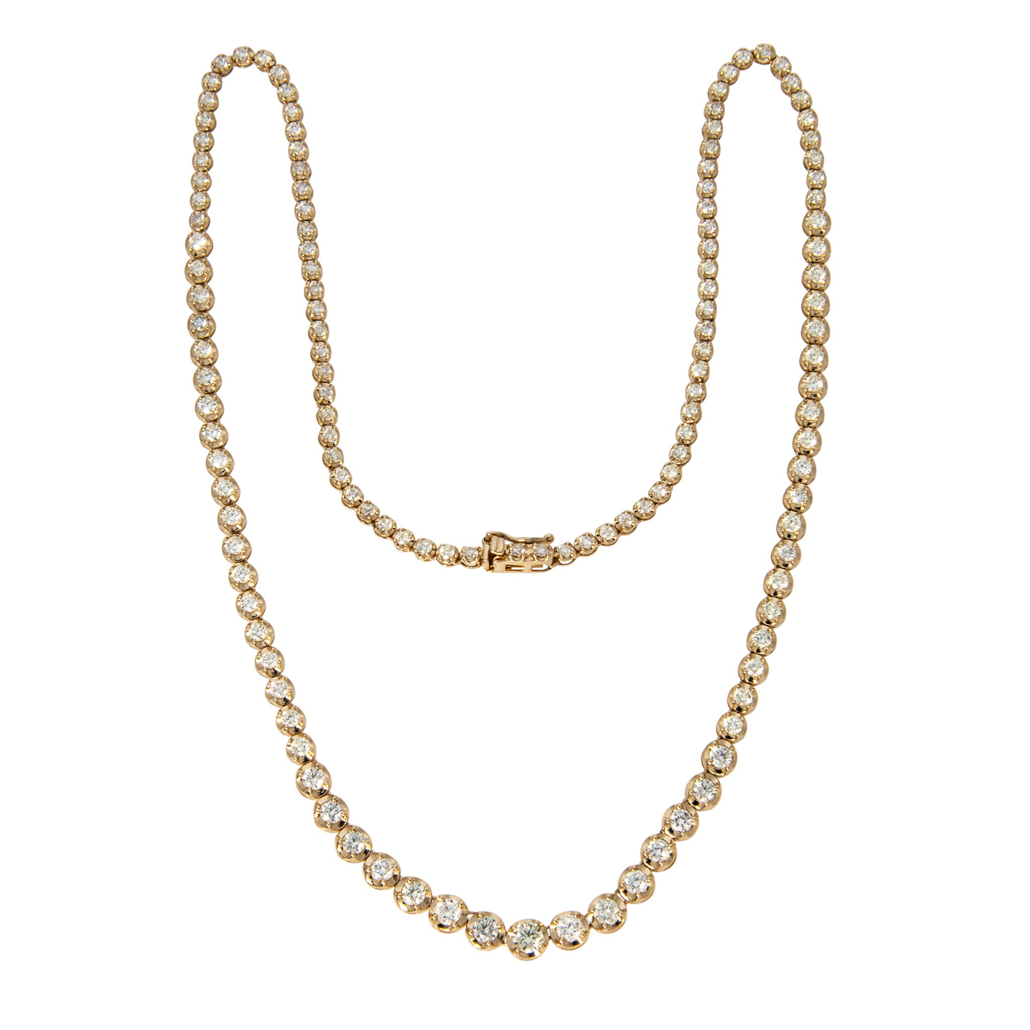 6.18ctw Graduated Diamond Four-Prong 14K Yellow Gold Tennis Necklace 18"