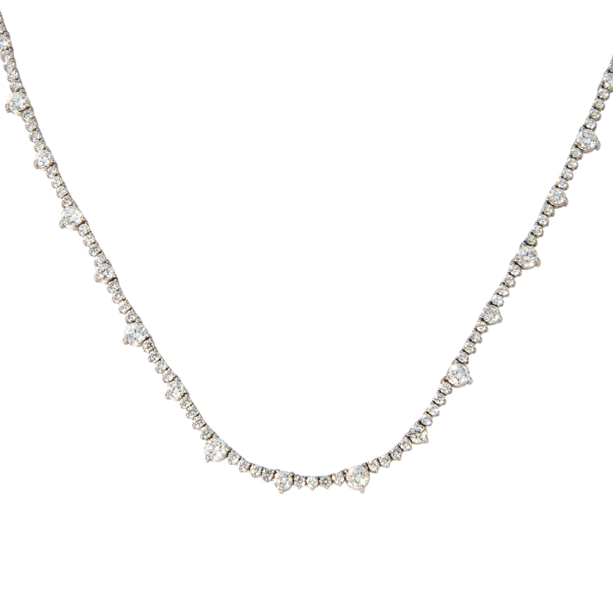 7ctw Diamond Three-Prong 14K White Gold Tennis Necklace 16.5"