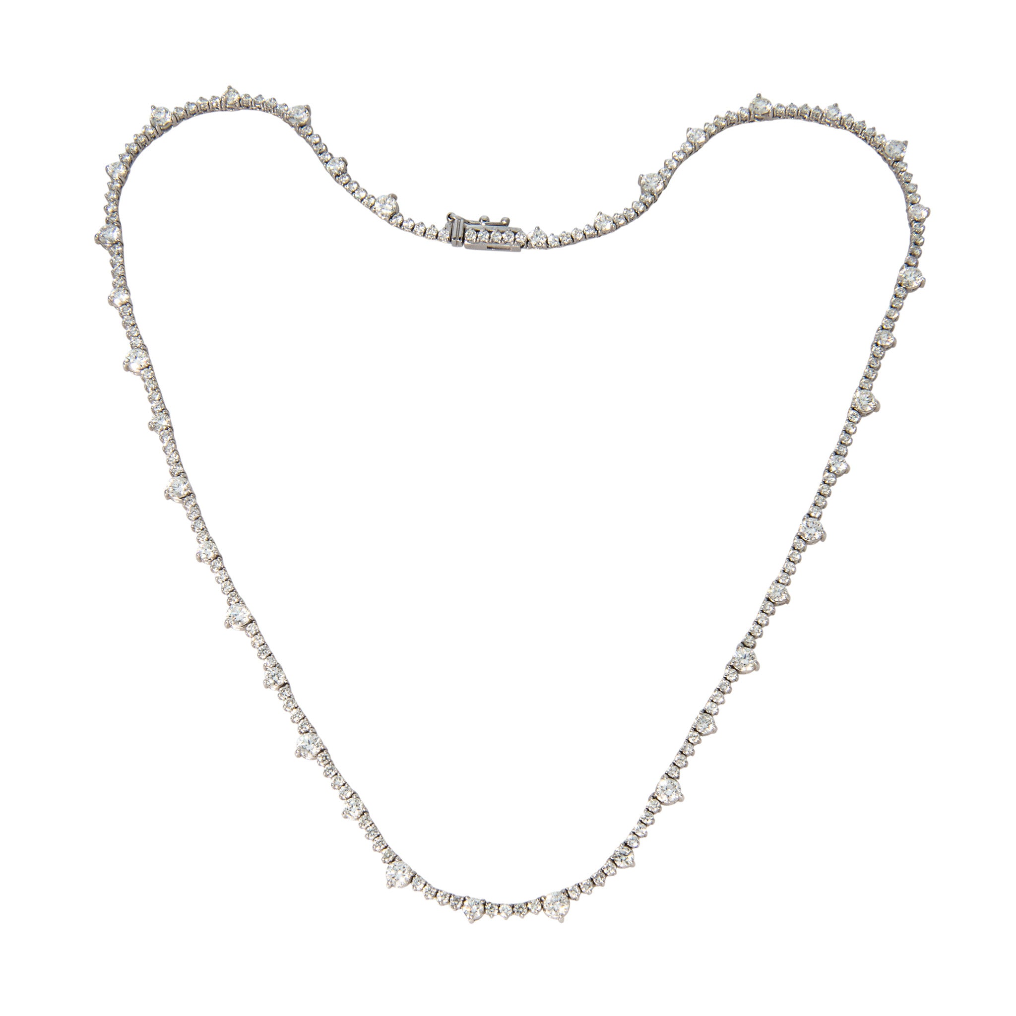 7ctw Diamond Three-Prong 14K White Gold Tennis Necklace 16.5"