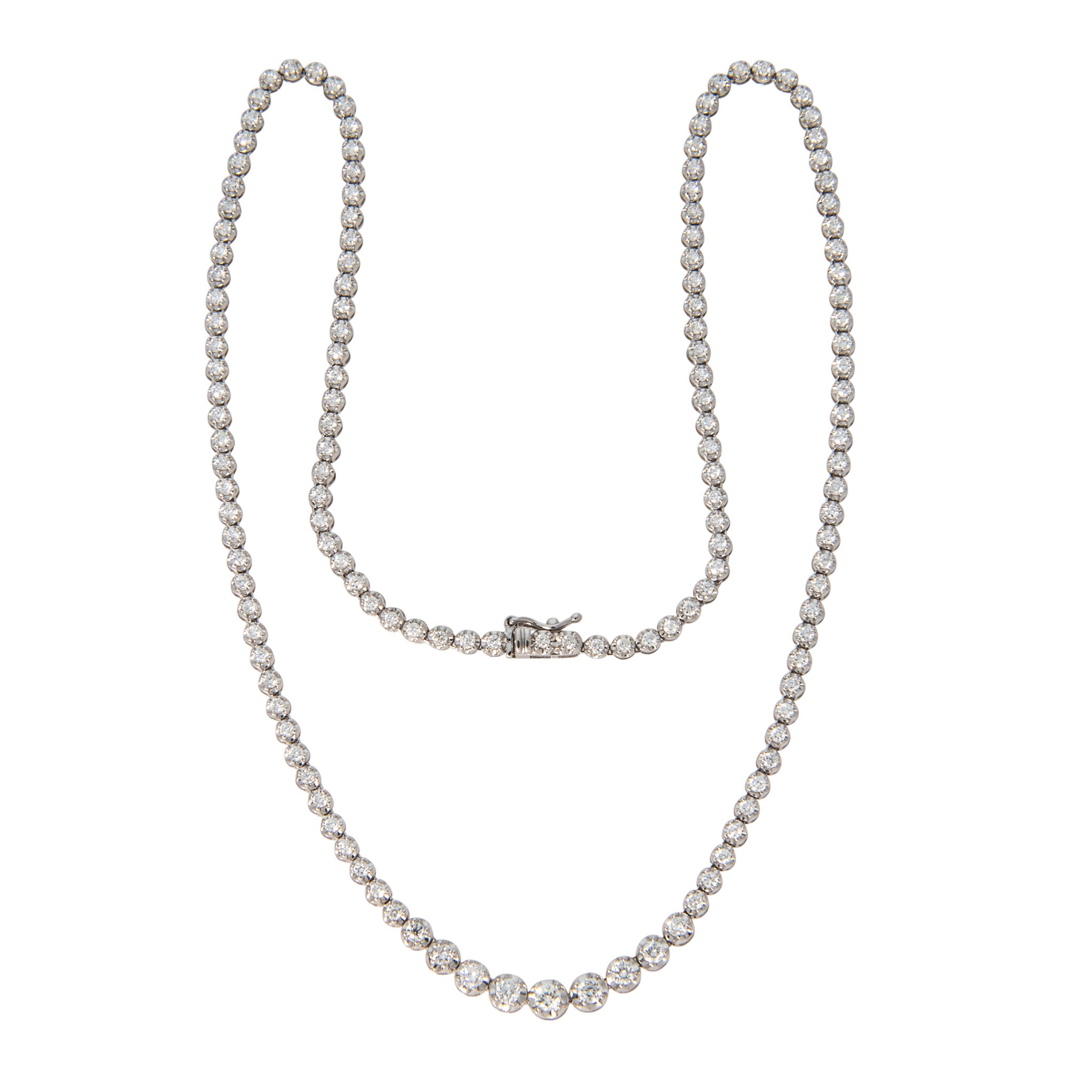 3.76ctw Graduated Diamond Four-Prong 14K White Gold Tennis Necklace 18"