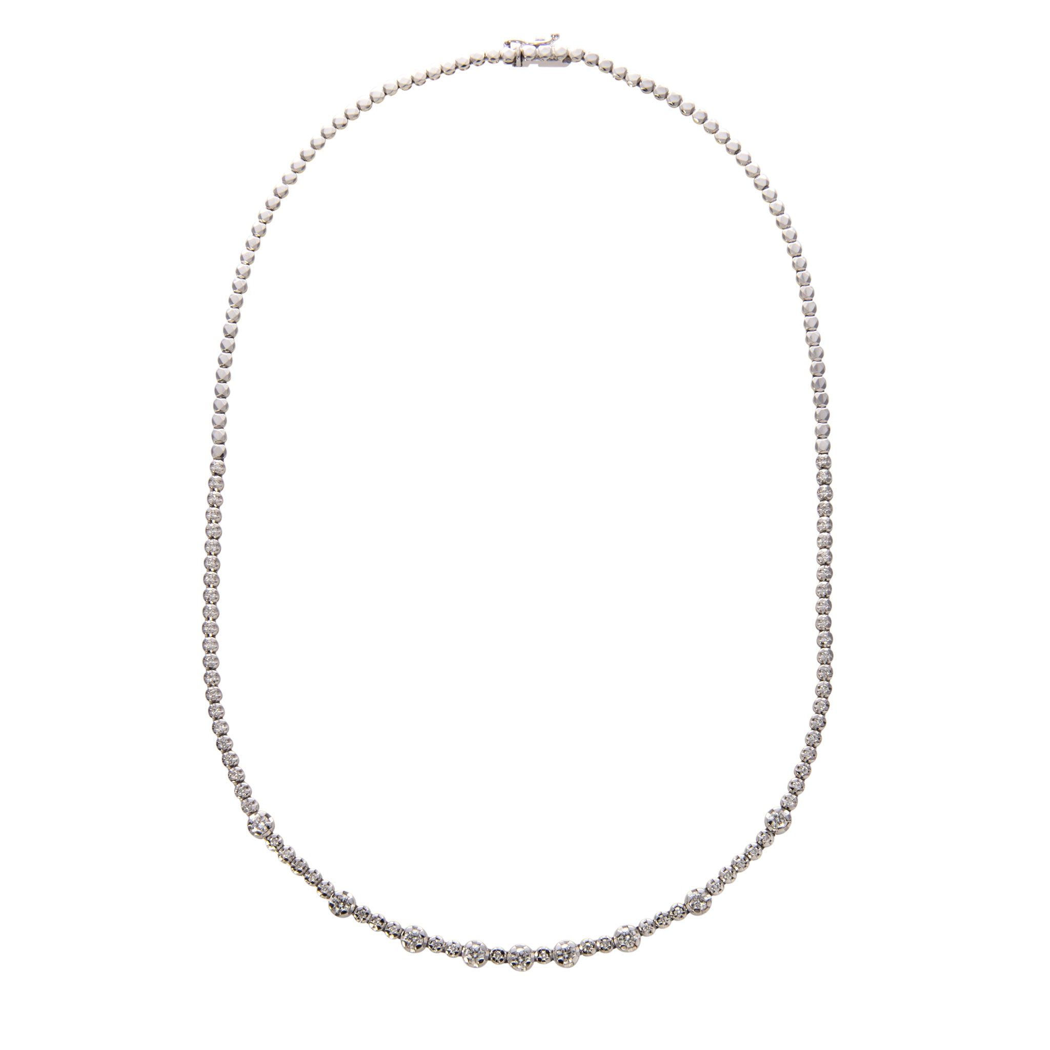 Diamond Frontal 14K White Gold Tennis Necklace