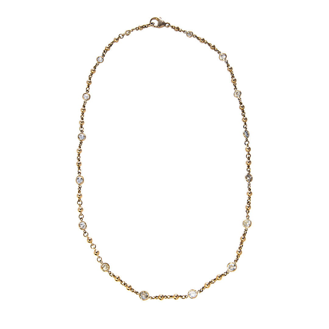 Single Stone Diamond Rosary Chain Necklace