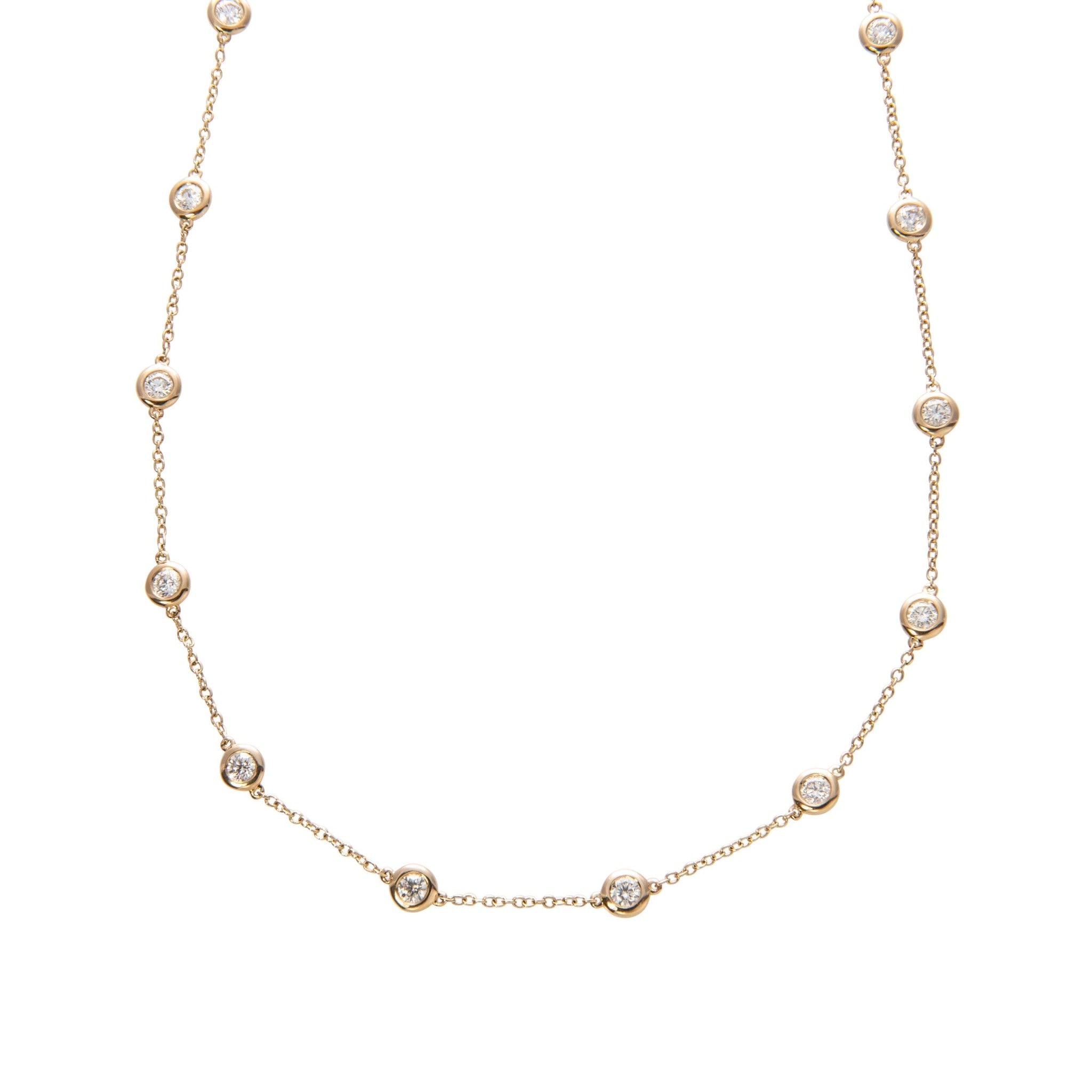 2.25ct Diamond by the Yard 14 Station 14K Yellow Gold Necklace