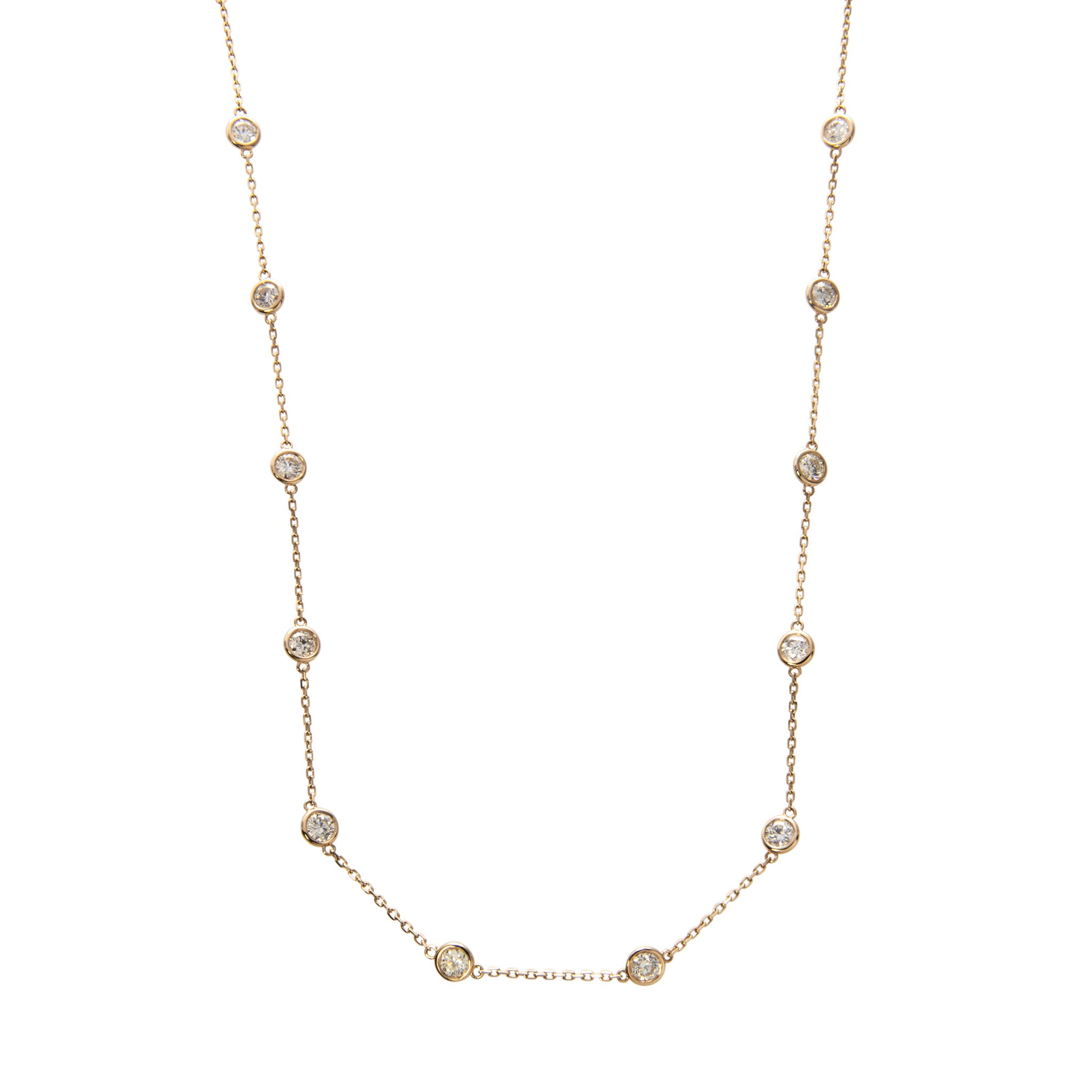 3ct Diamonds by the Yard 14 Station 14K Yellow Gold Necklace