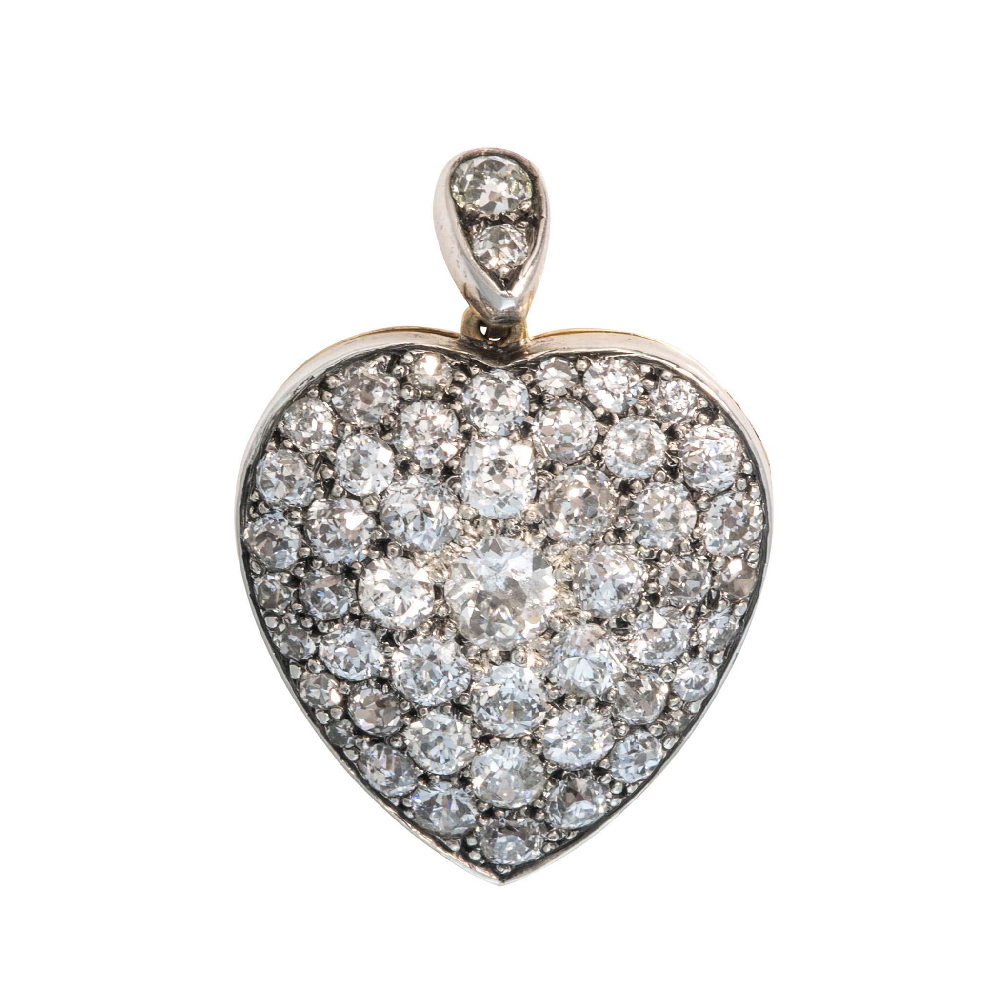 Victorian 4ctw Diamond PavĂŠ Heart Pendant Necklace