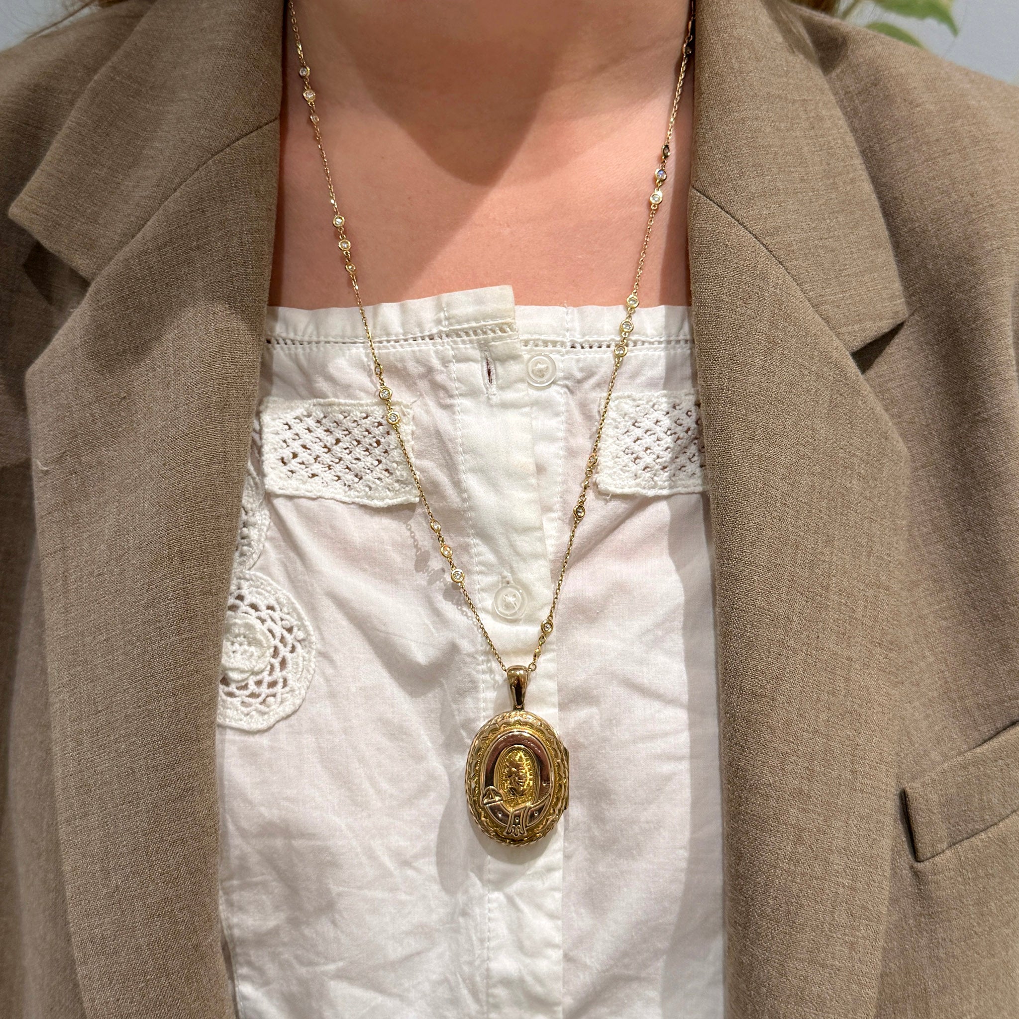 Estate 2ctw Diamonds-by-the-Yard 14K Gold Necklace 24"