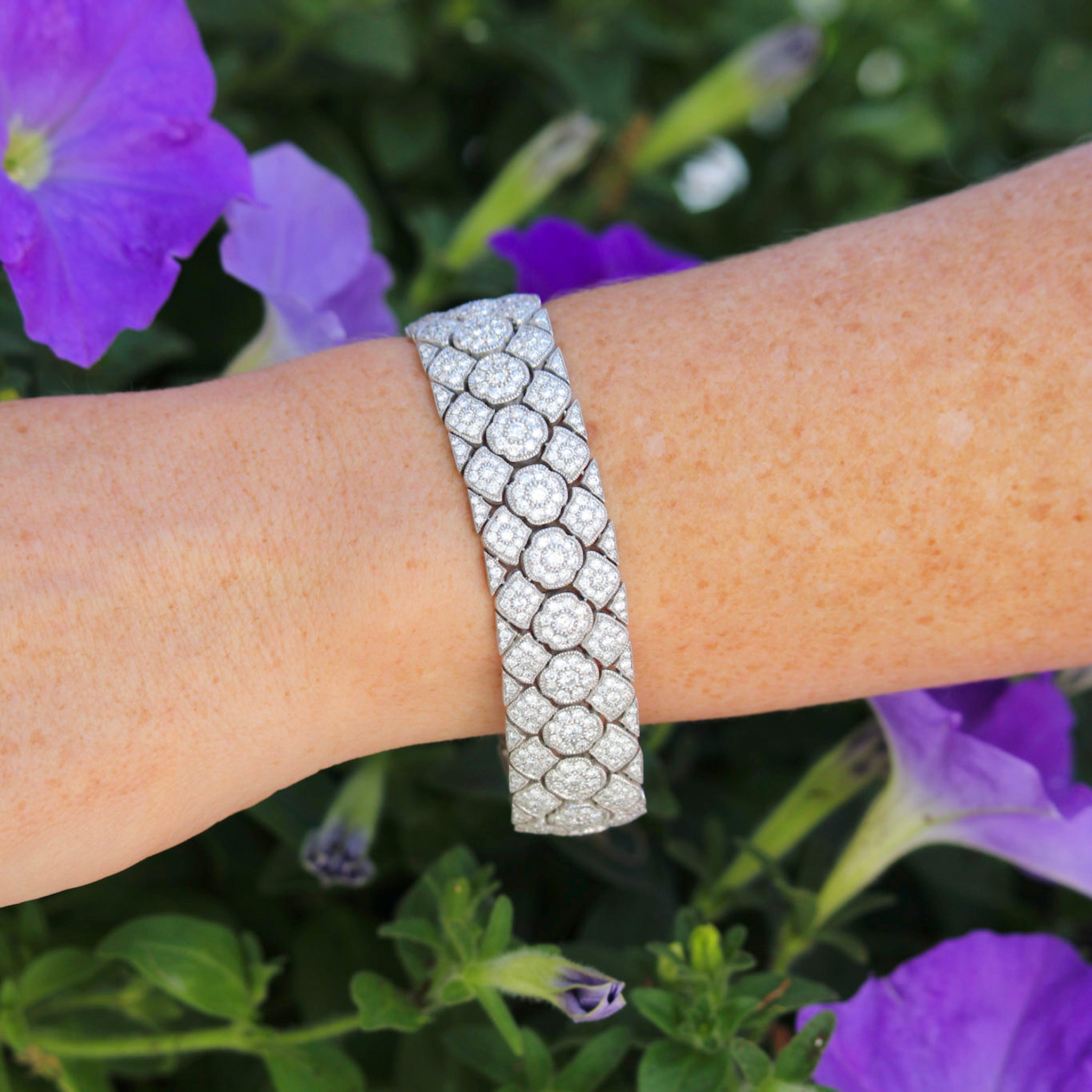 Art Deco Style 9.91ctw Diamond Platinum Bracelet