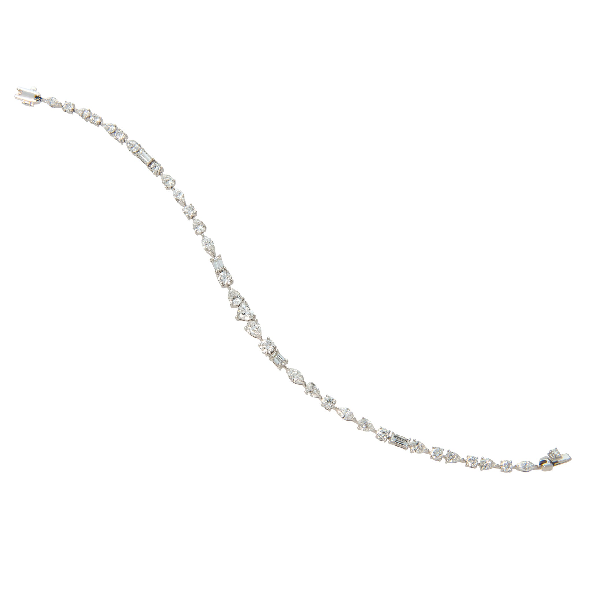 3.96ctw Diamond Mixed-Cut 18K White Gold Bracelet