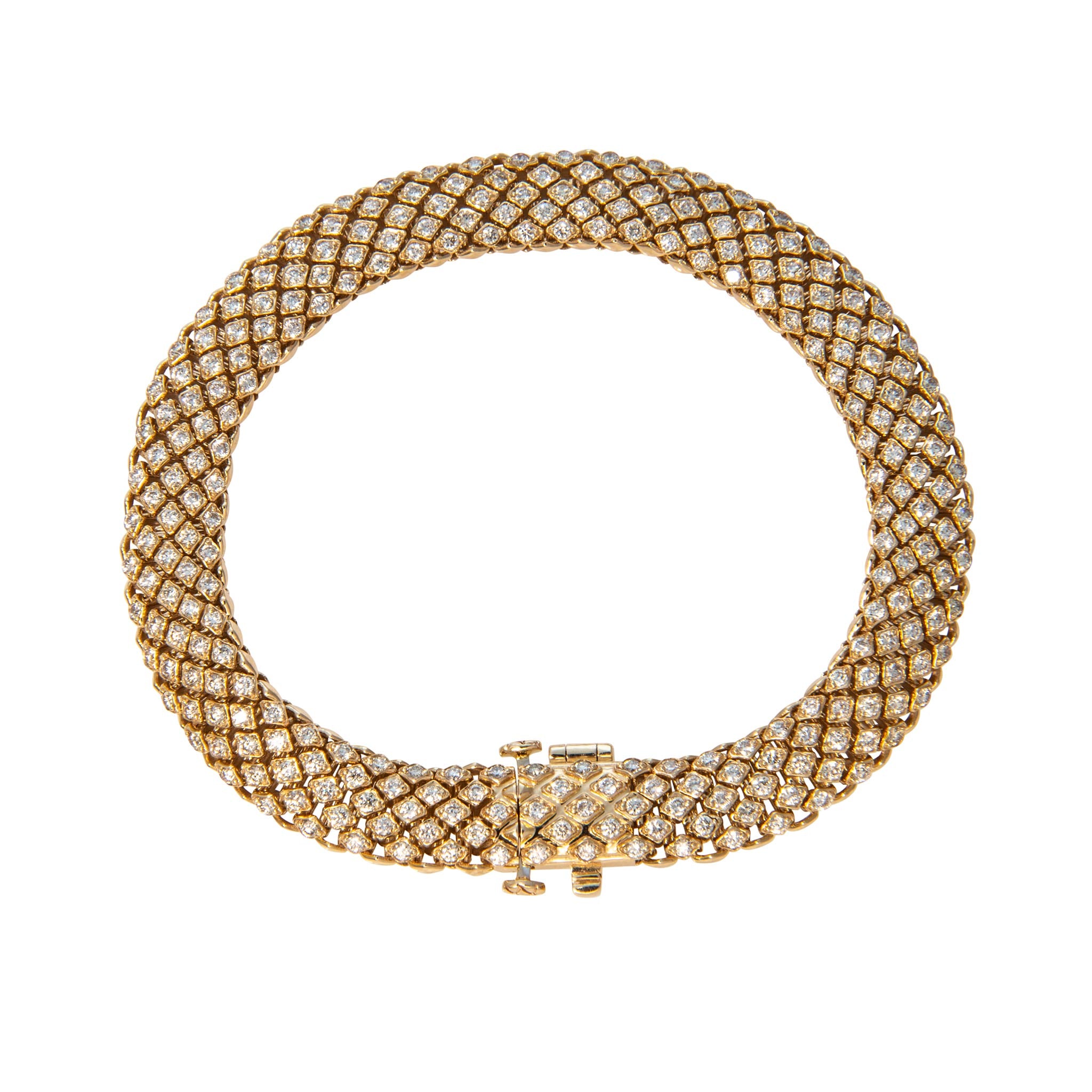 3ctw Diamond Mesh 14K Yellow Gold Bracelet