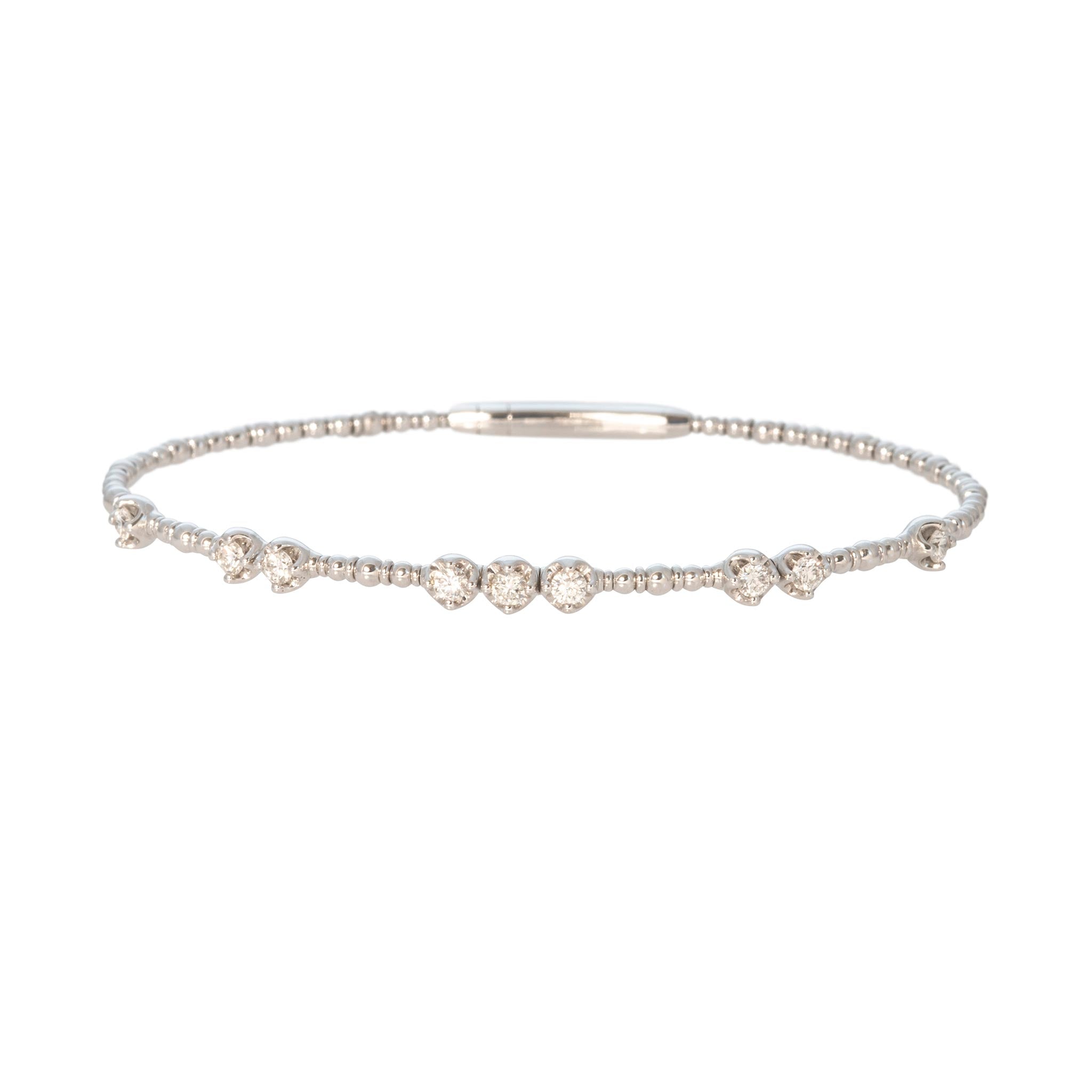 Diamond Prong-Set Multi-Station 14K White Gold Flex Bangle