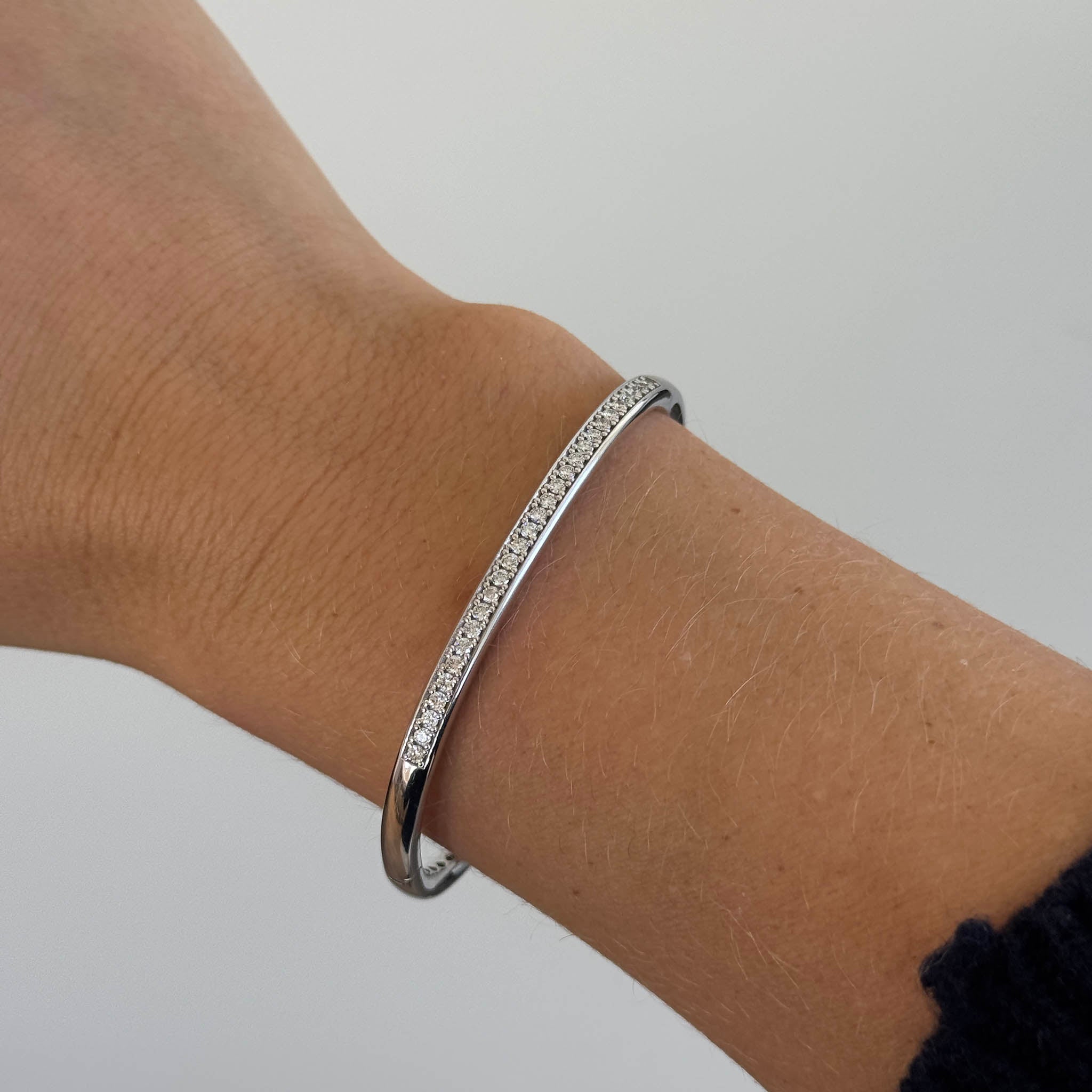 Diamond Pavé 18K White Gold Square Bangle