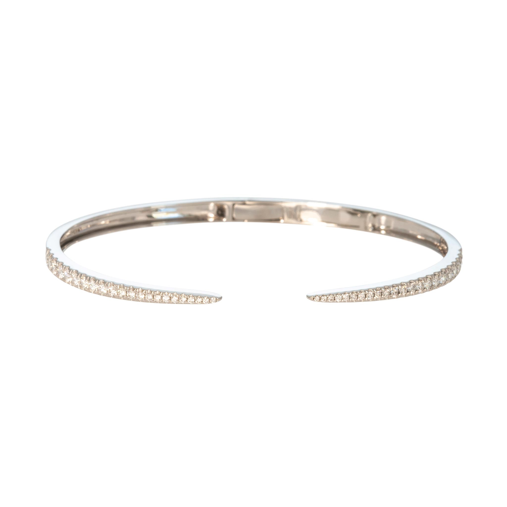 Diamond Pavé Claw 18K White Gold Open Bangle