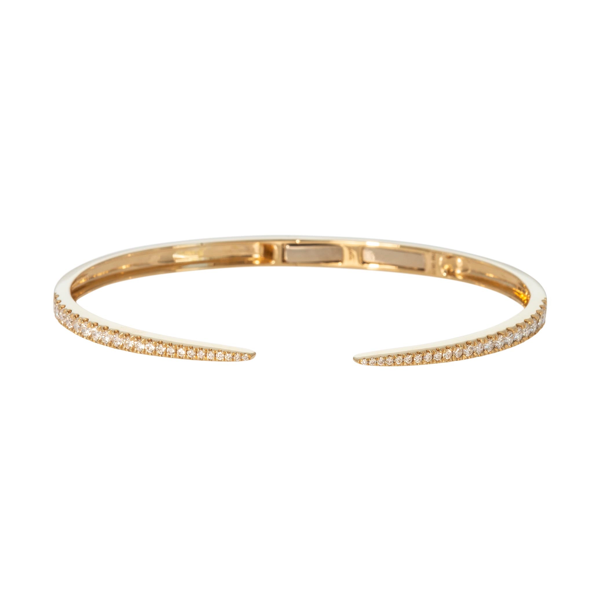 Diamond Pavé Claw 18K Yellow Gold Open Bangle
