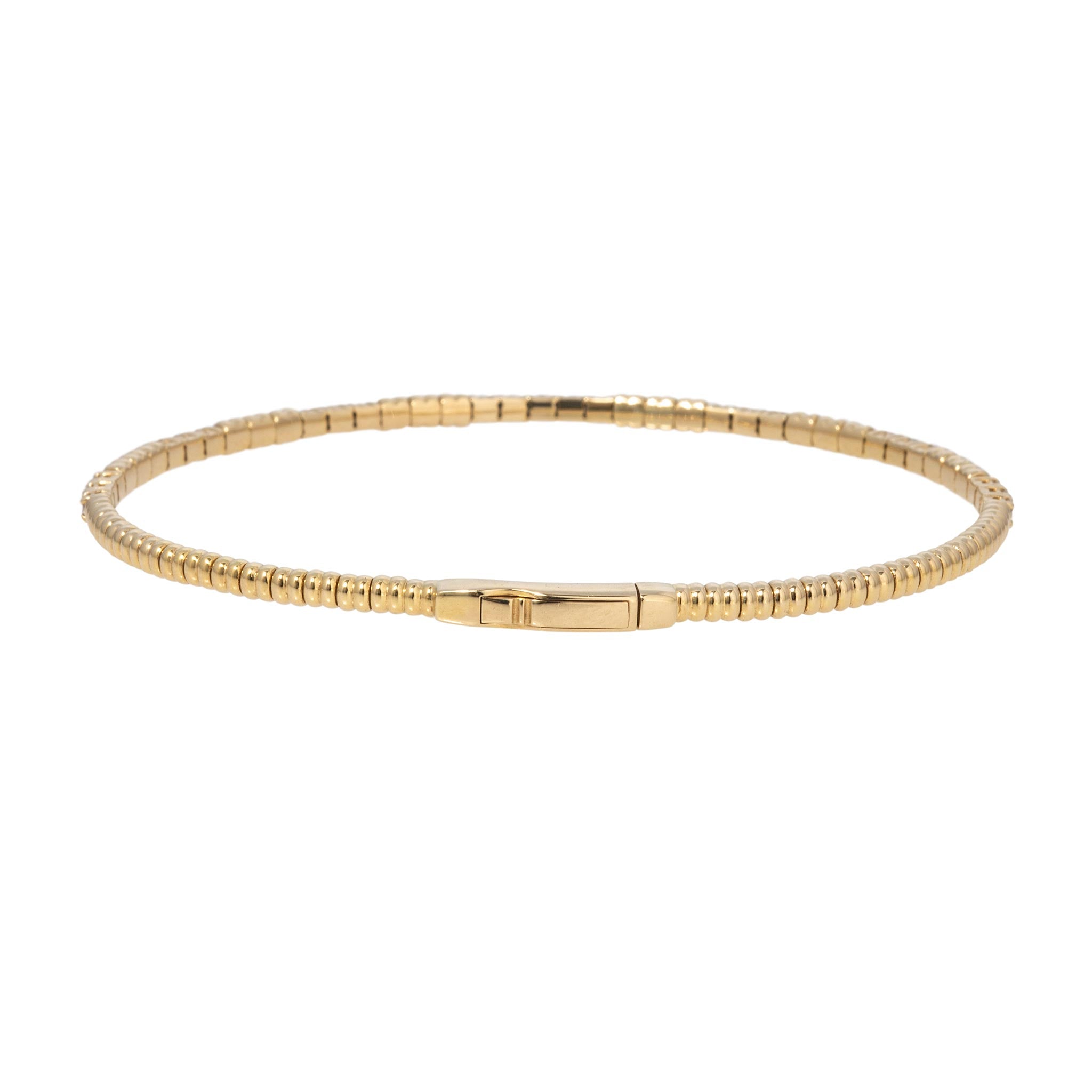 .62ctw Diamond 14K Yellow Gold Ribbed Flexible Bangle