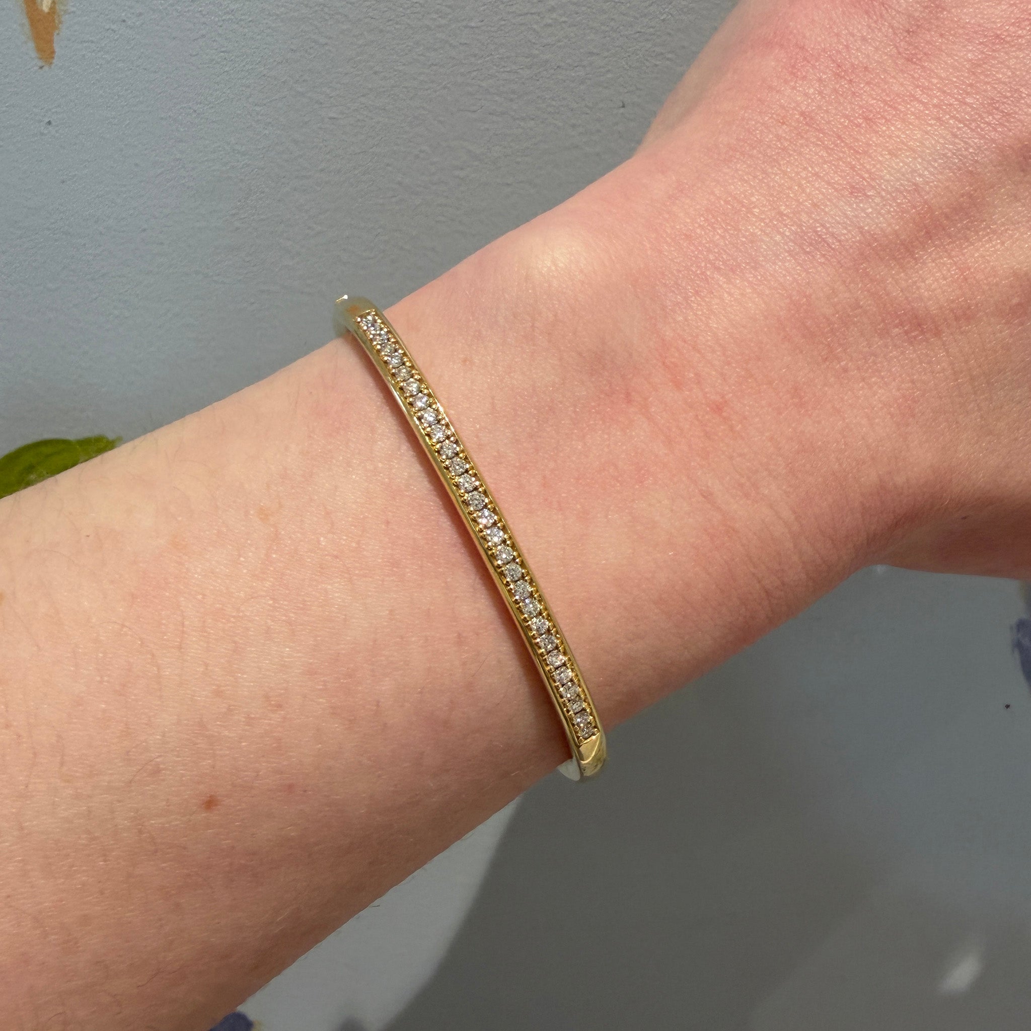 .60ctw Diamond PavĂŠ 18K Yellow Gold Square Bangle