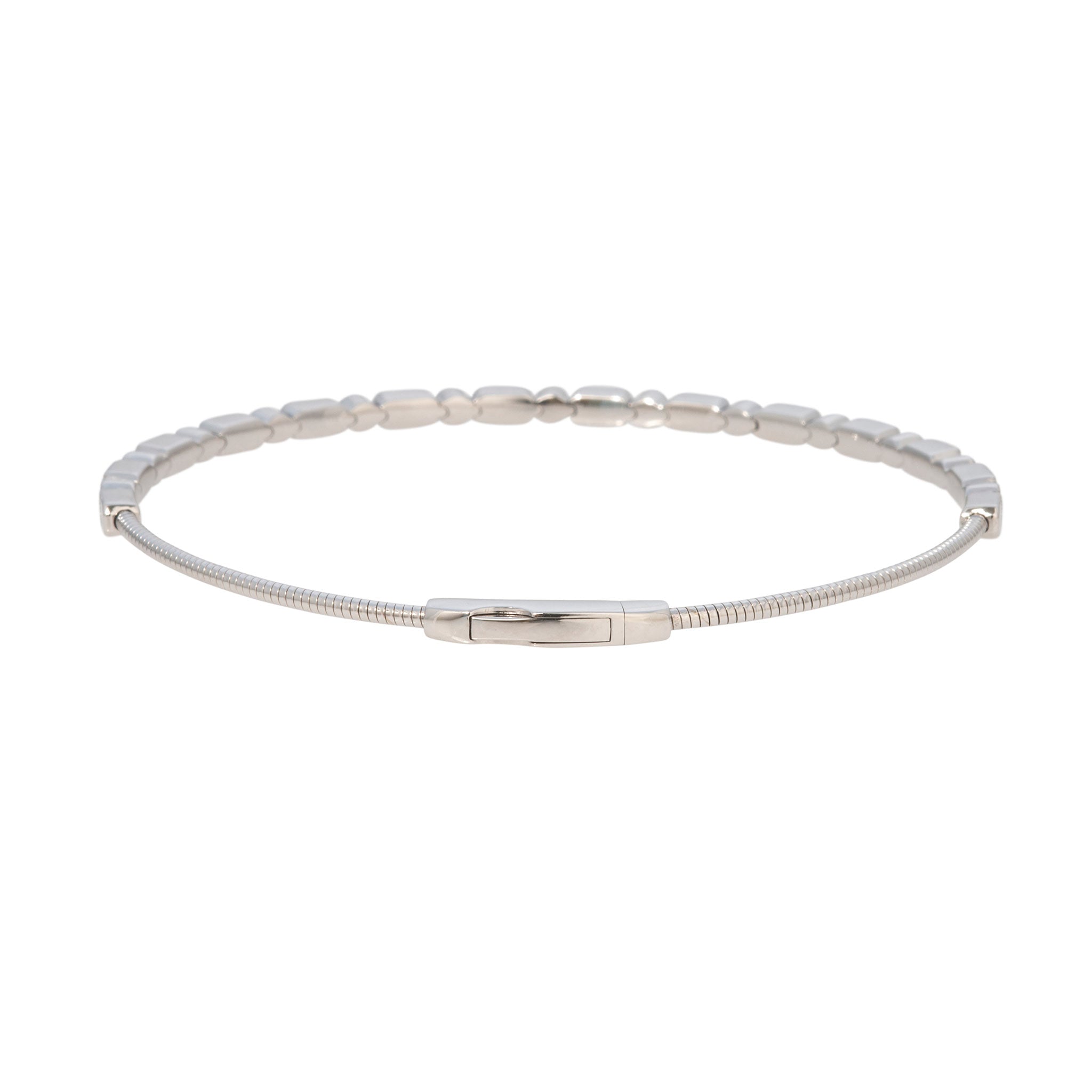 .83ctw Diamond Milgrain 14K White Gold Flex Bangle