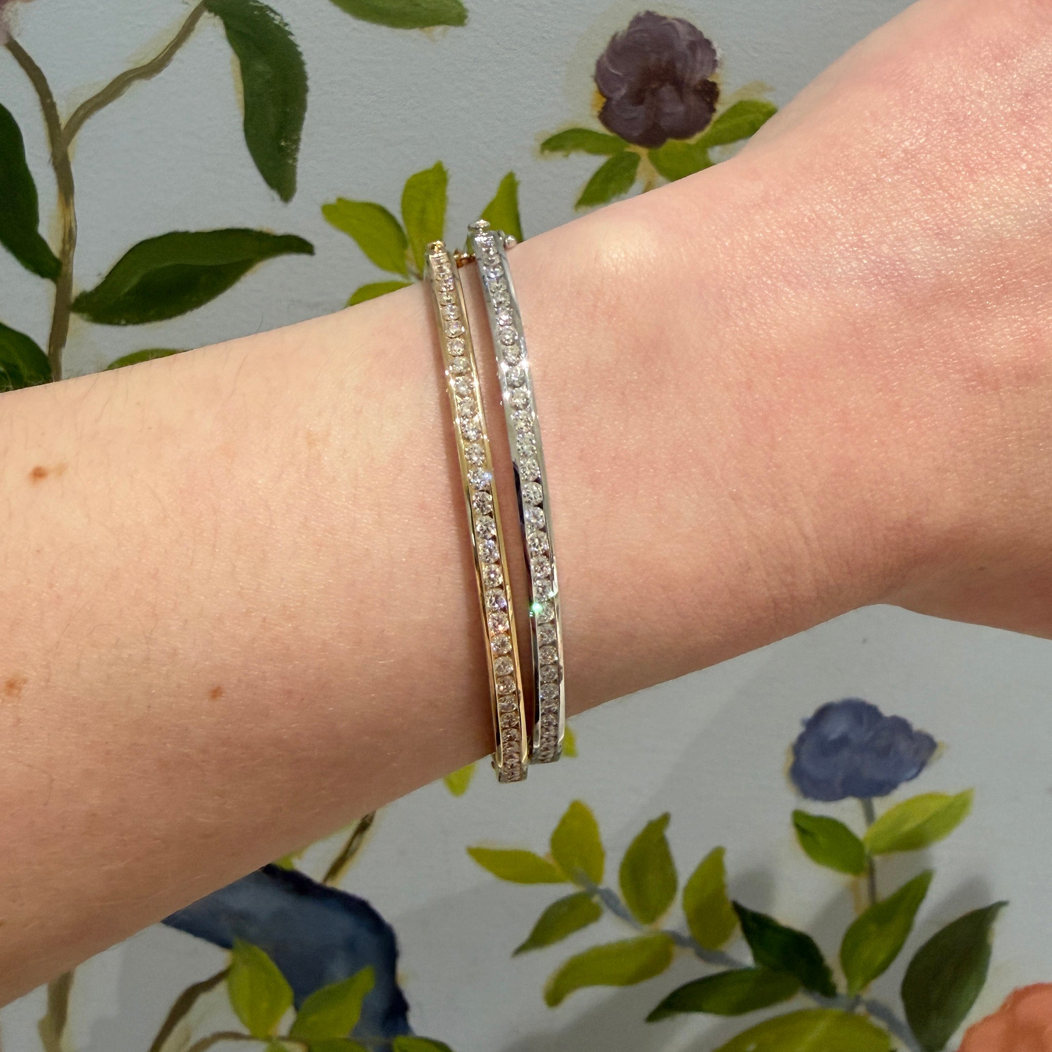 1.3ctw Diamond Channel Set 14K Yellow Gold Bangle, 1.3ctw Diamond Channel Set 14K White Gold Bangle