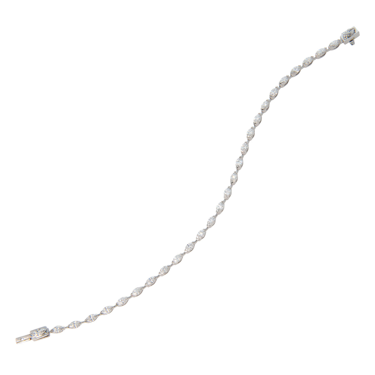 2.43ctw Marquise Diamond 18K White Gold Tennis Bracelet