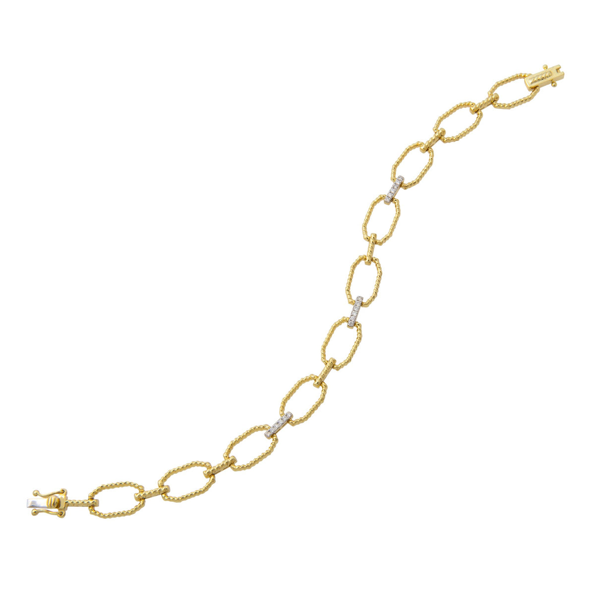 Diamond Pavé Accent 14K Gold Octagonal Link Bracelet