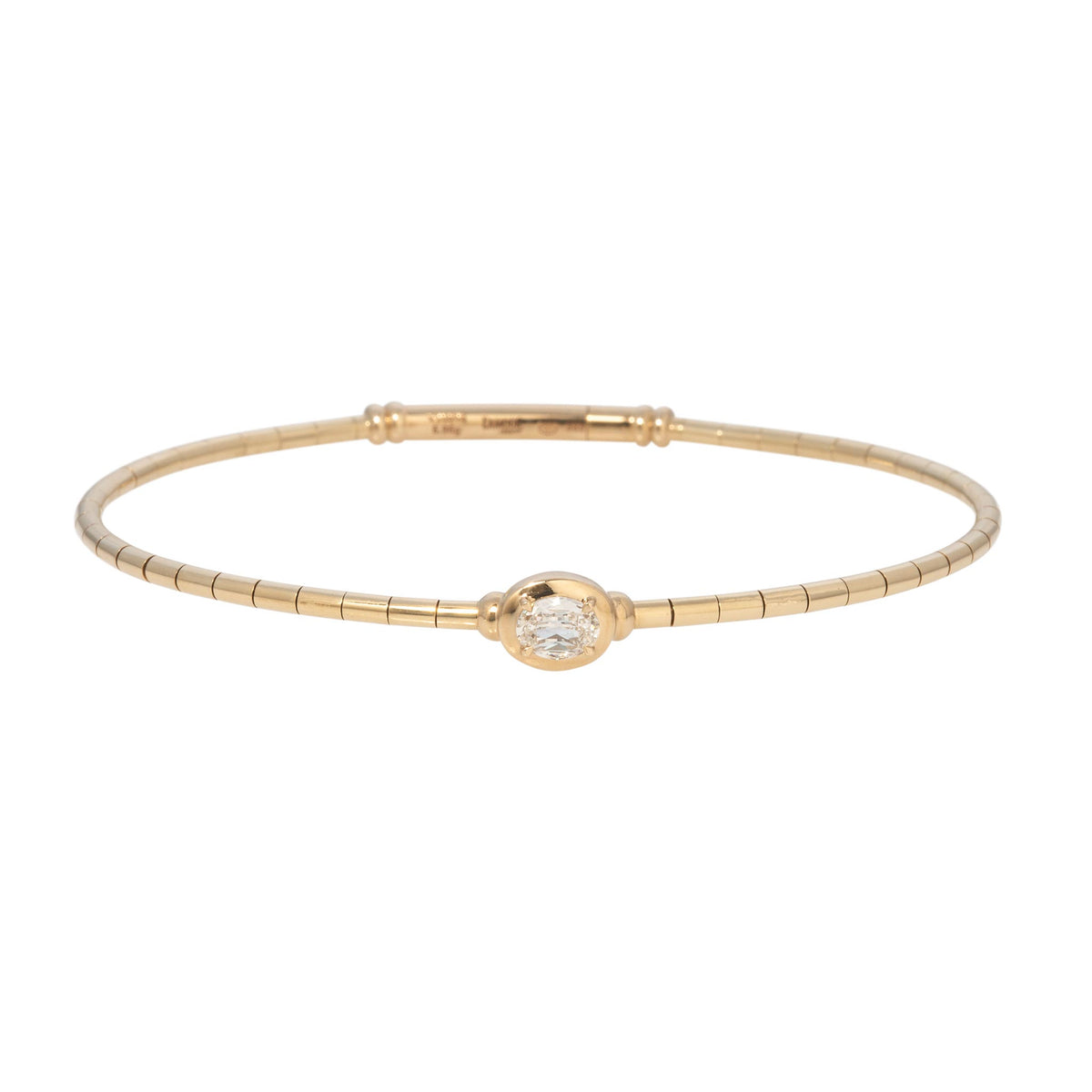 Christopher Designs Love Luxe L'Amour Crisscut Oval Diamond 14K Yellow Gold Bangle