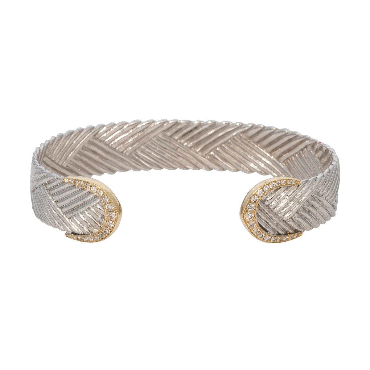 Diamond 14K Gold Woven Sterling Silver Cuff
