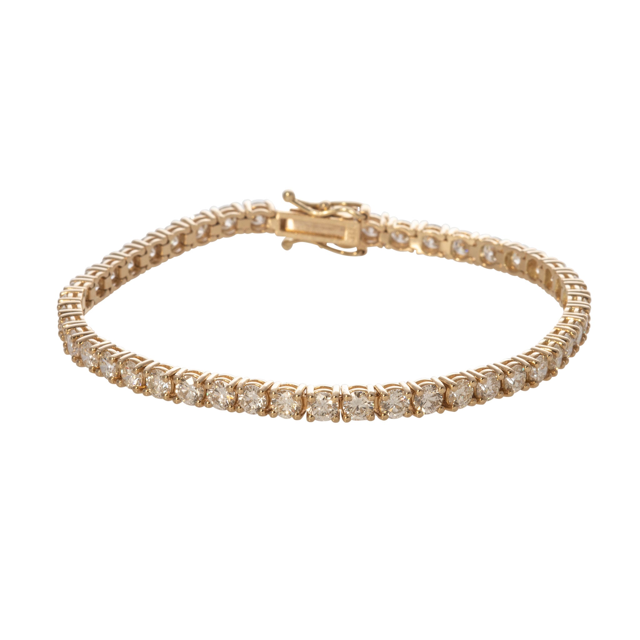 7ct Diamond 14K Yellow Gold Tennis Bracelet