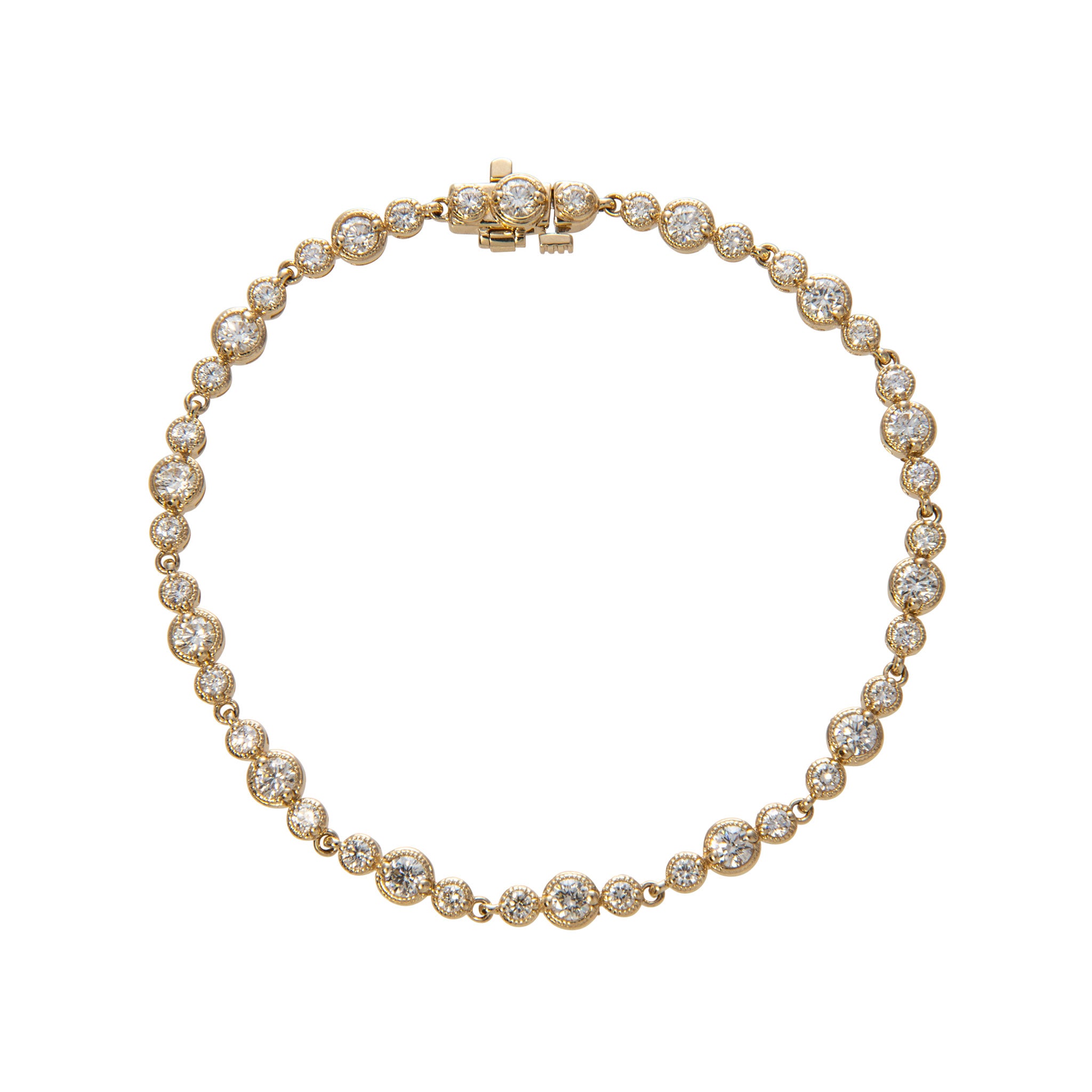 Diamond Milgrain Bezel 14K Yellow Gold Tennis Bracelet