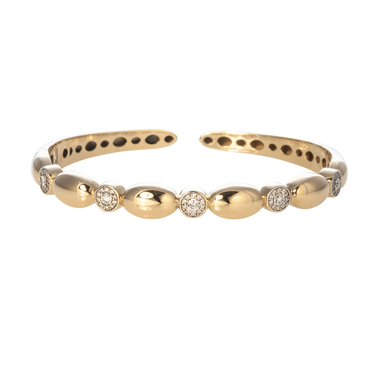 The Mary Pavé Diamond Station Polished Oval Cuff