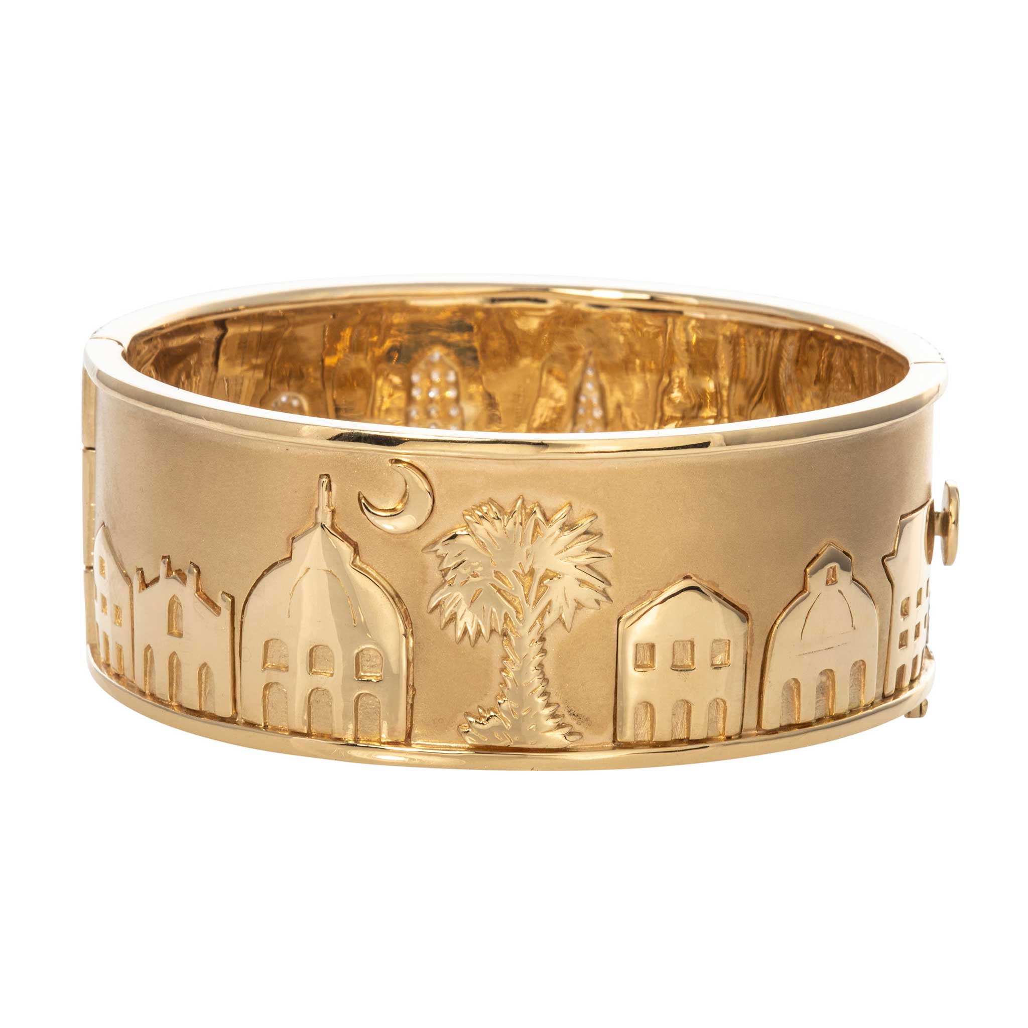 Wide Charleston Skyline Cuff Bangle with Diamonds
