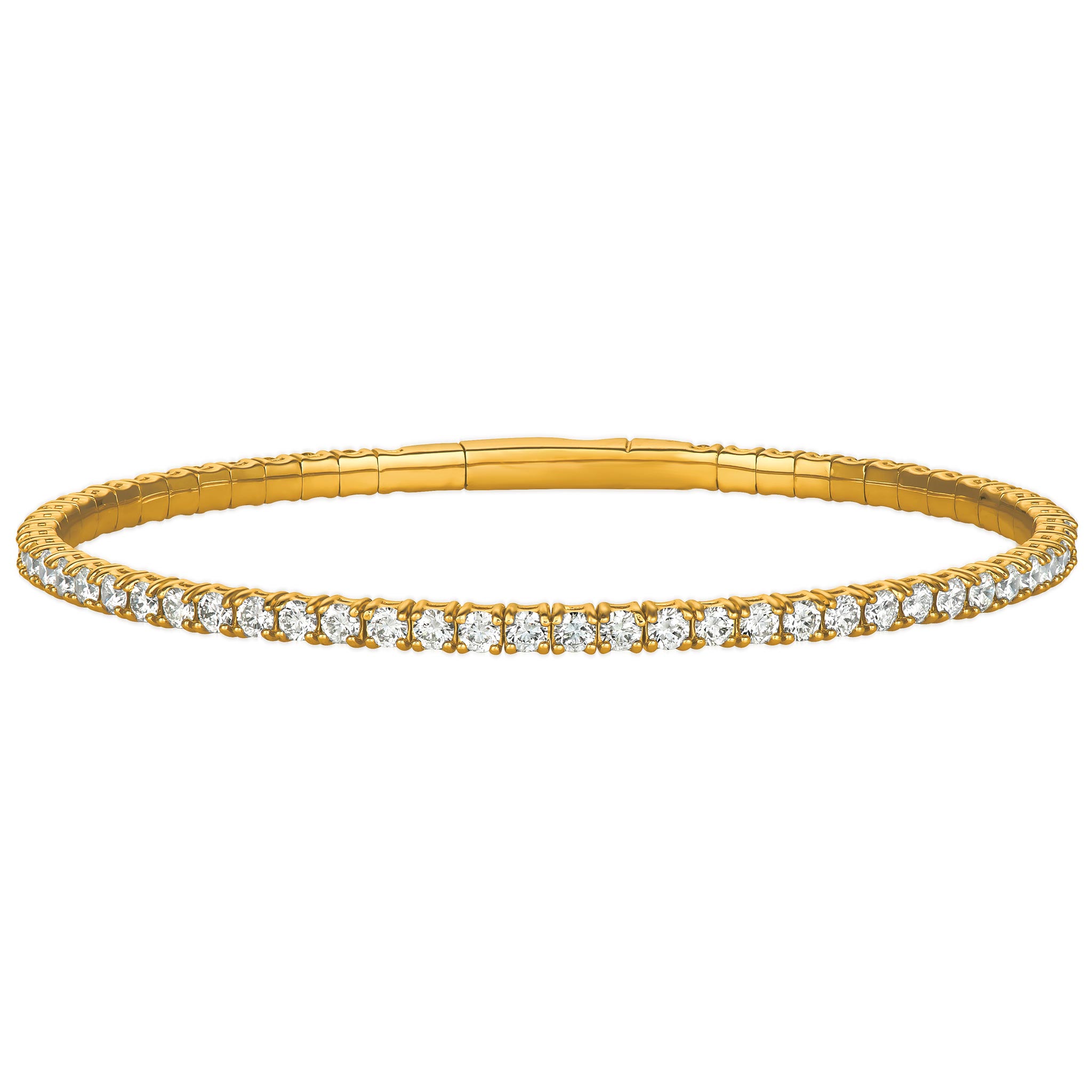 3ctw Diamond 14K Yellow Gold Flexible Tennis Bangle