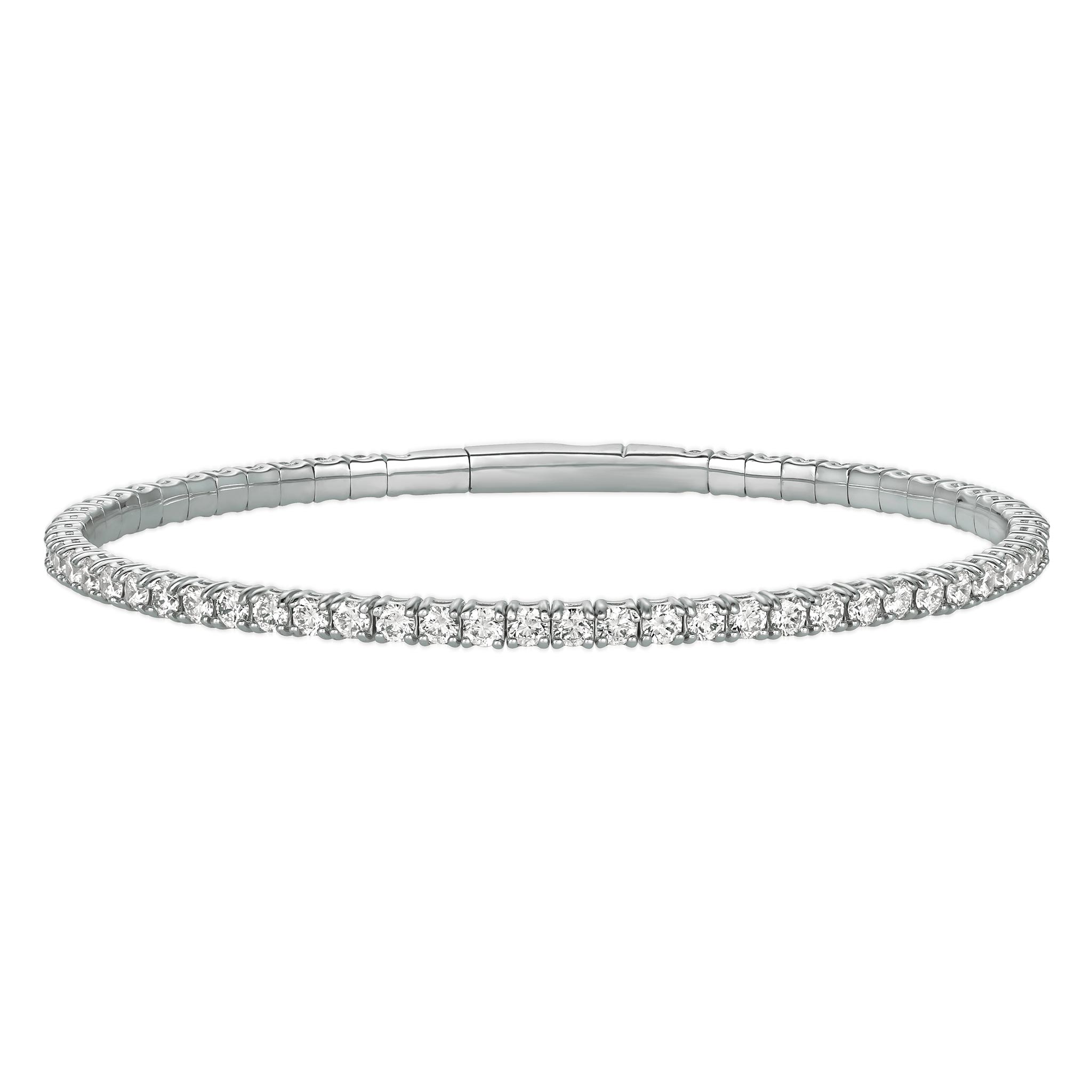 2ctw Diamond 14K White Gold Flexible Tennis Bangle