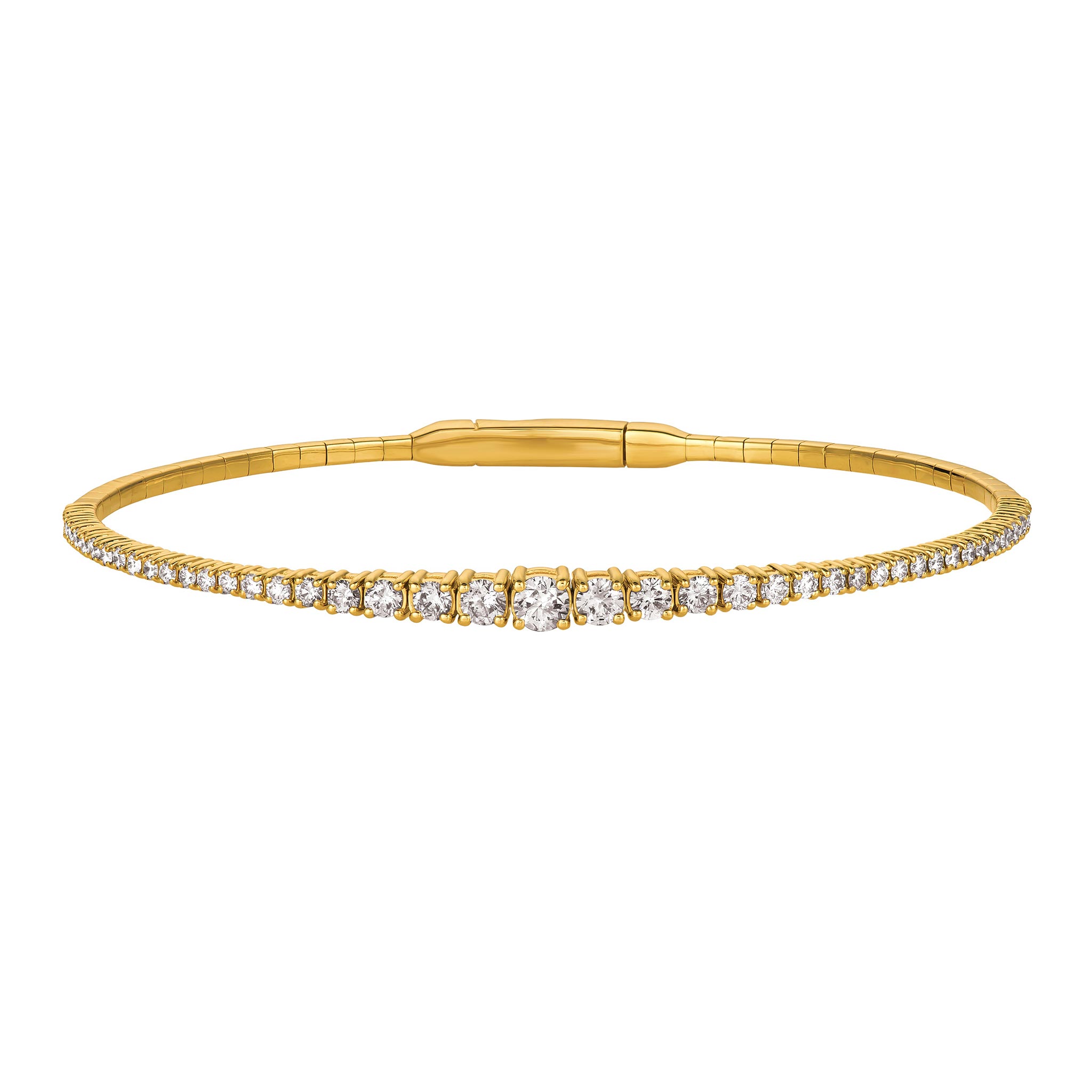 1.25ctw Graduated Diamond 14K Yellow Gold Flex Bangle