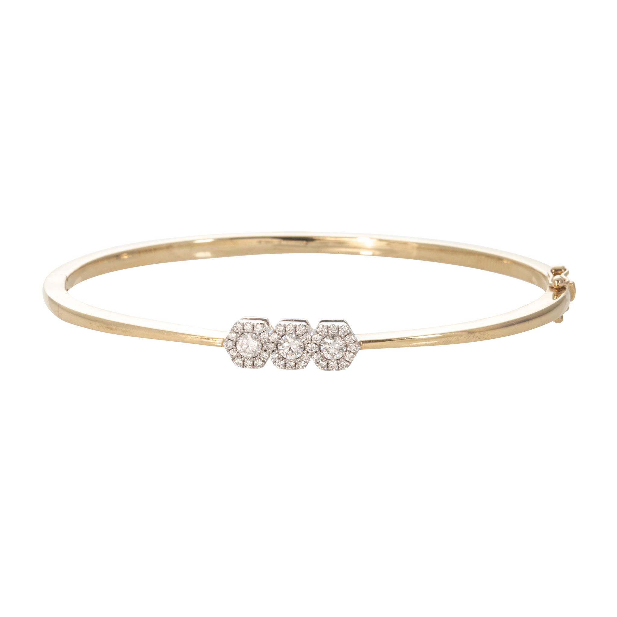 .49ctw Diamond Triple Hexagonal 14K Gold Bangle