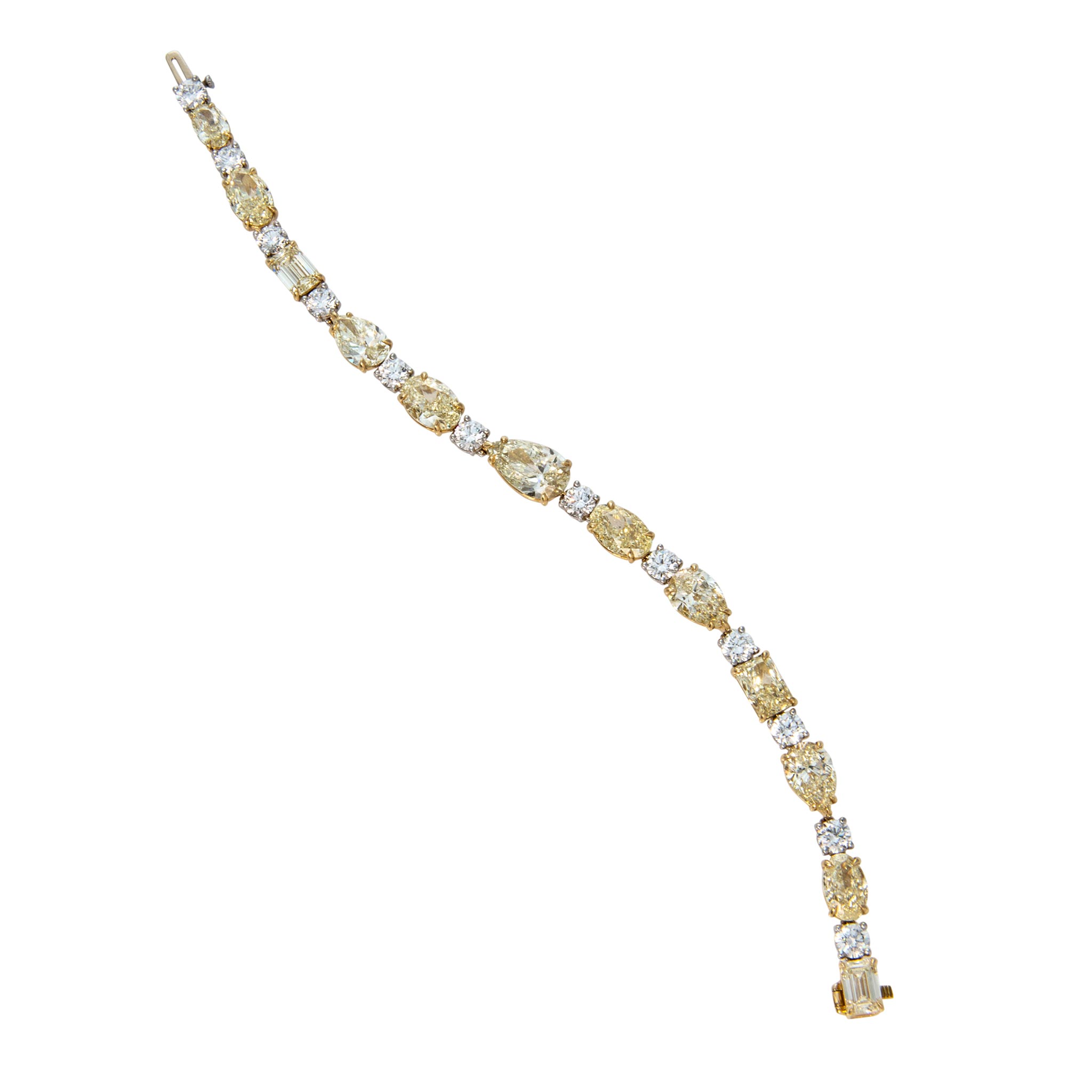 Light Yellow & Colorless Diamond 18K Gold Platinum Bracelet