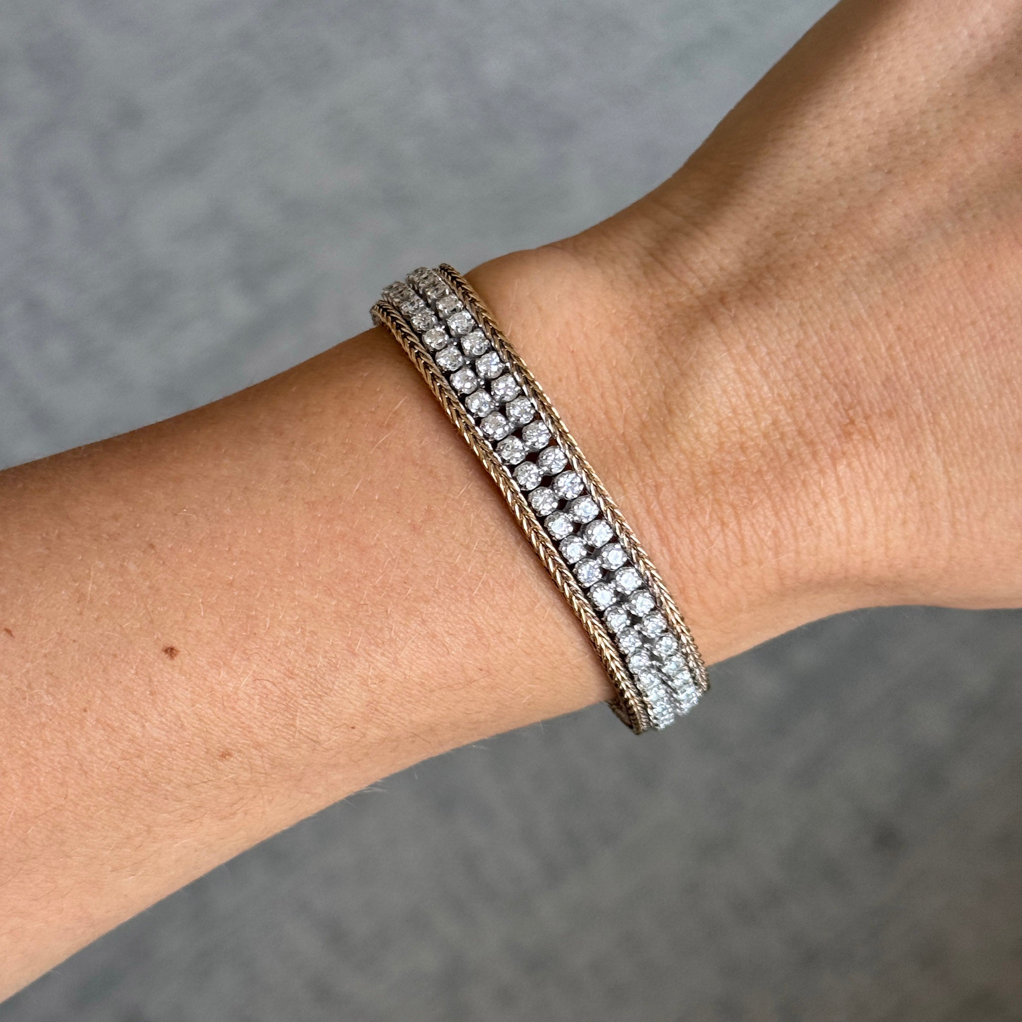 Vintage 6.5ctw Diamond 14K Two-Tone Gold Bracelet