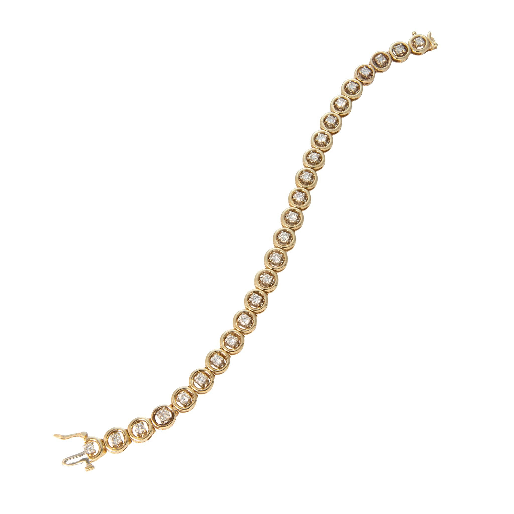 Vintage 3ctw Diamond 14K Yellow Gold Tennis Bracelet