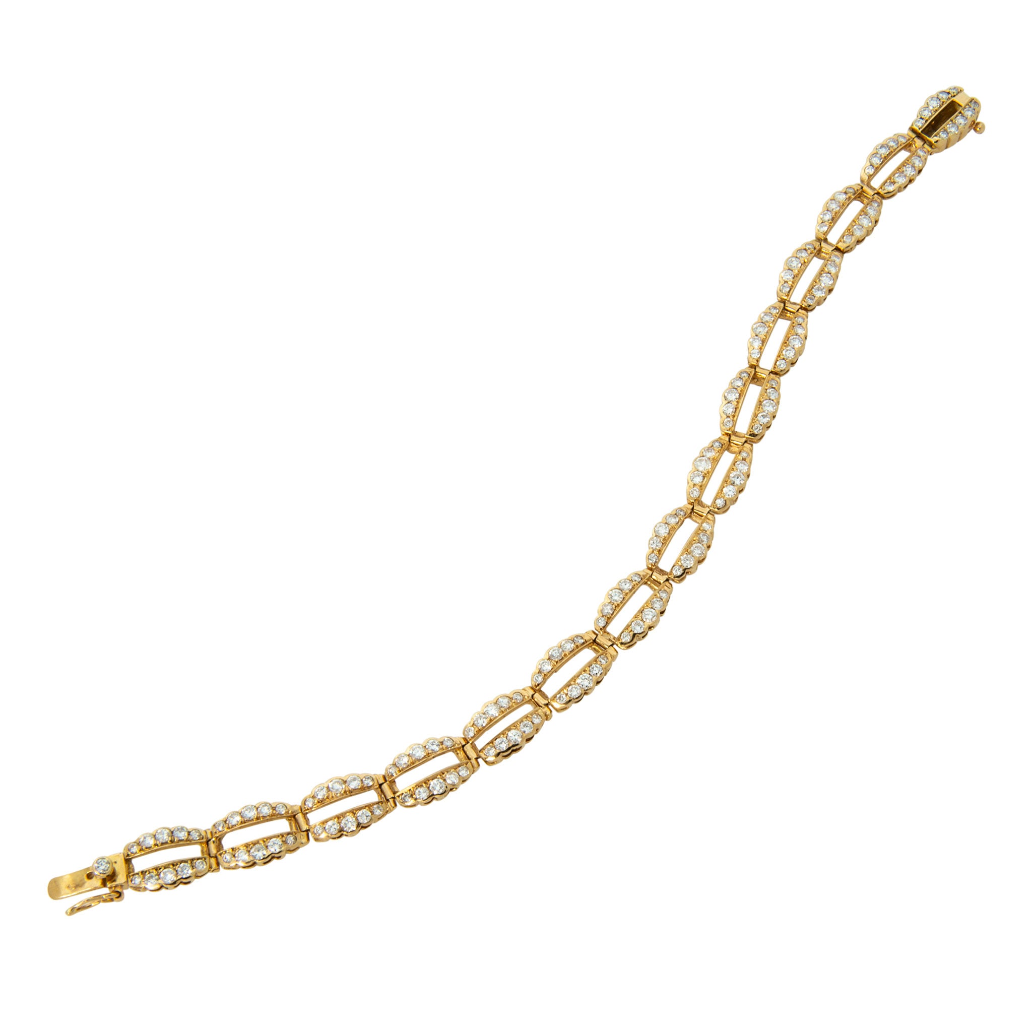 Vintage Diamond Pavé 18K Yellow Gold Link Bracelet