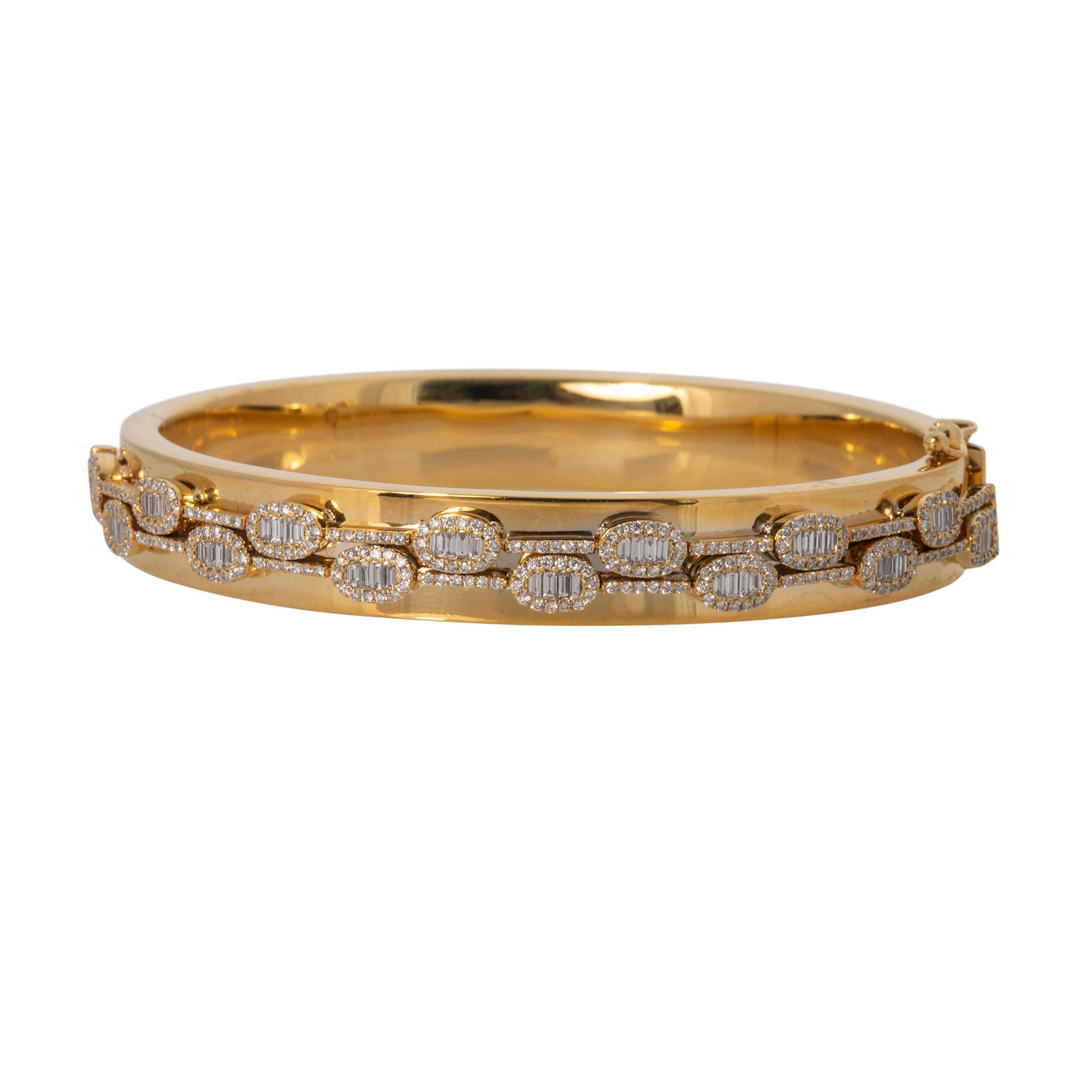 Estate Italian 3.5ctw Diamond 14K Gold Bangle