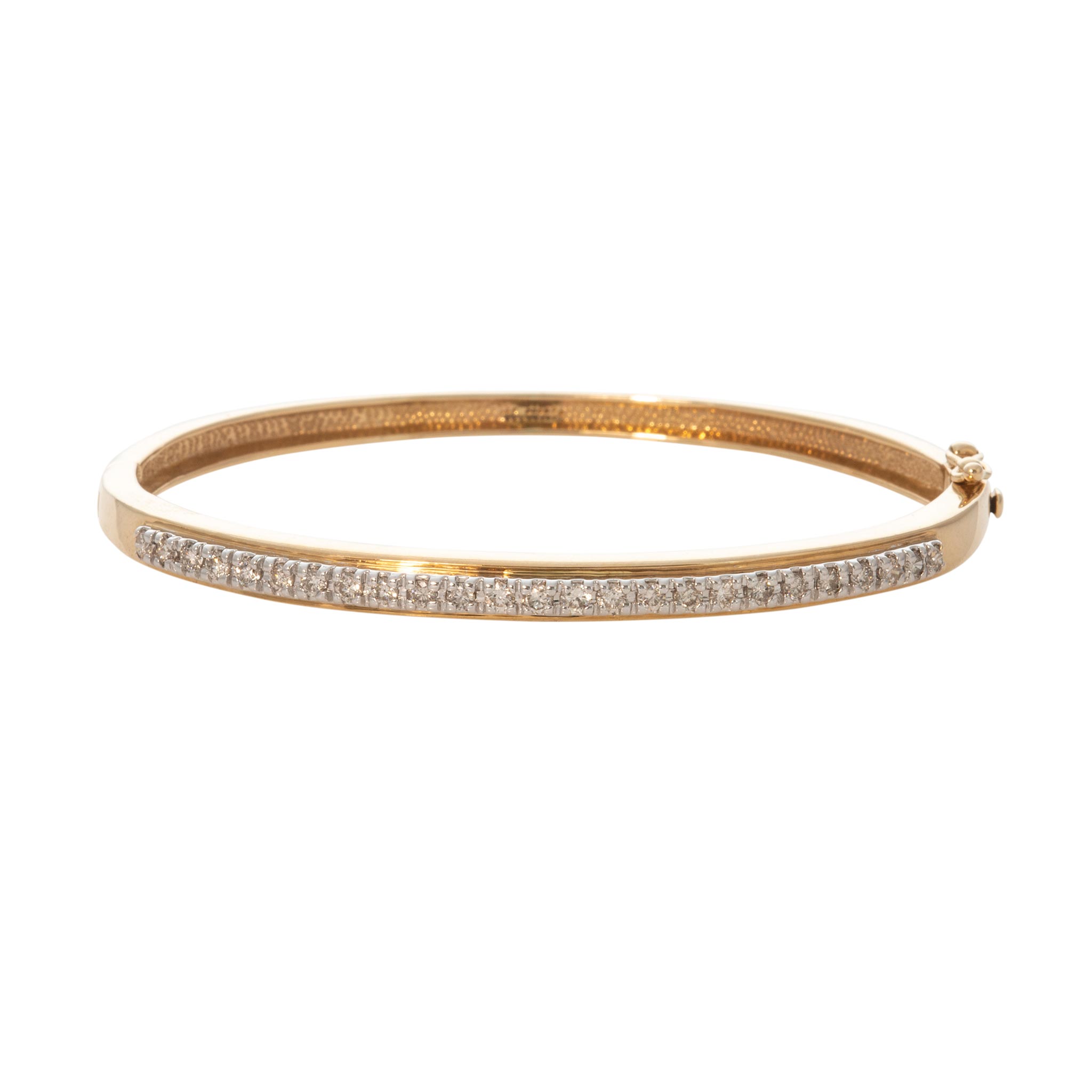 Vintage .75ctw Diamond Pavé 14K Two-Tone Gold Bangle