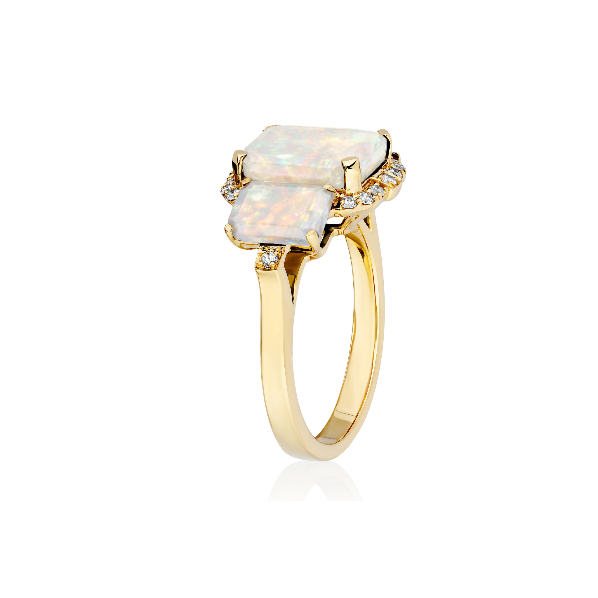 Goshwara 3-Stone Opal & Diamond 18K Gold Ring